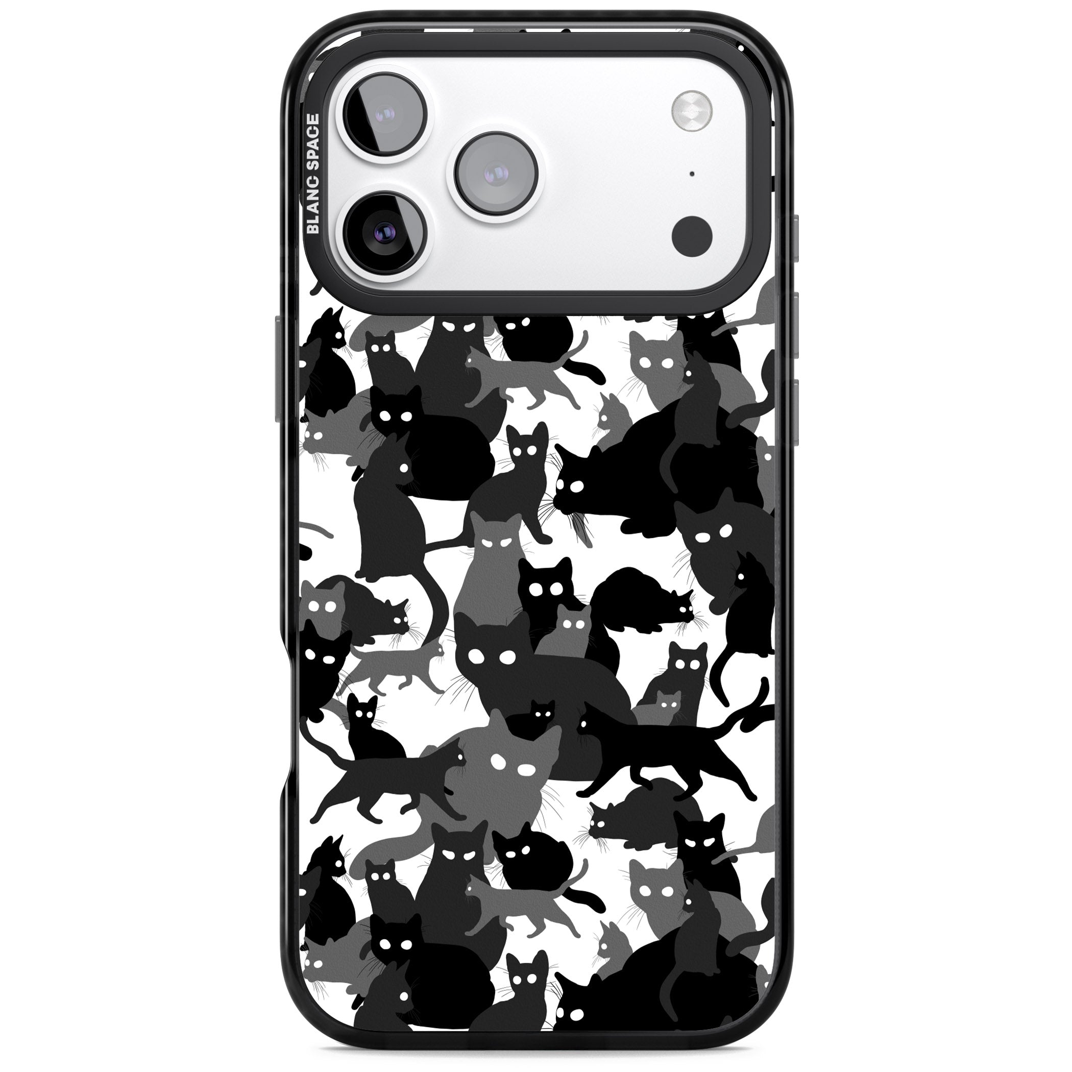 Black & White Cat Camouflage iPhone 17 Pro Impact Black Phone Case