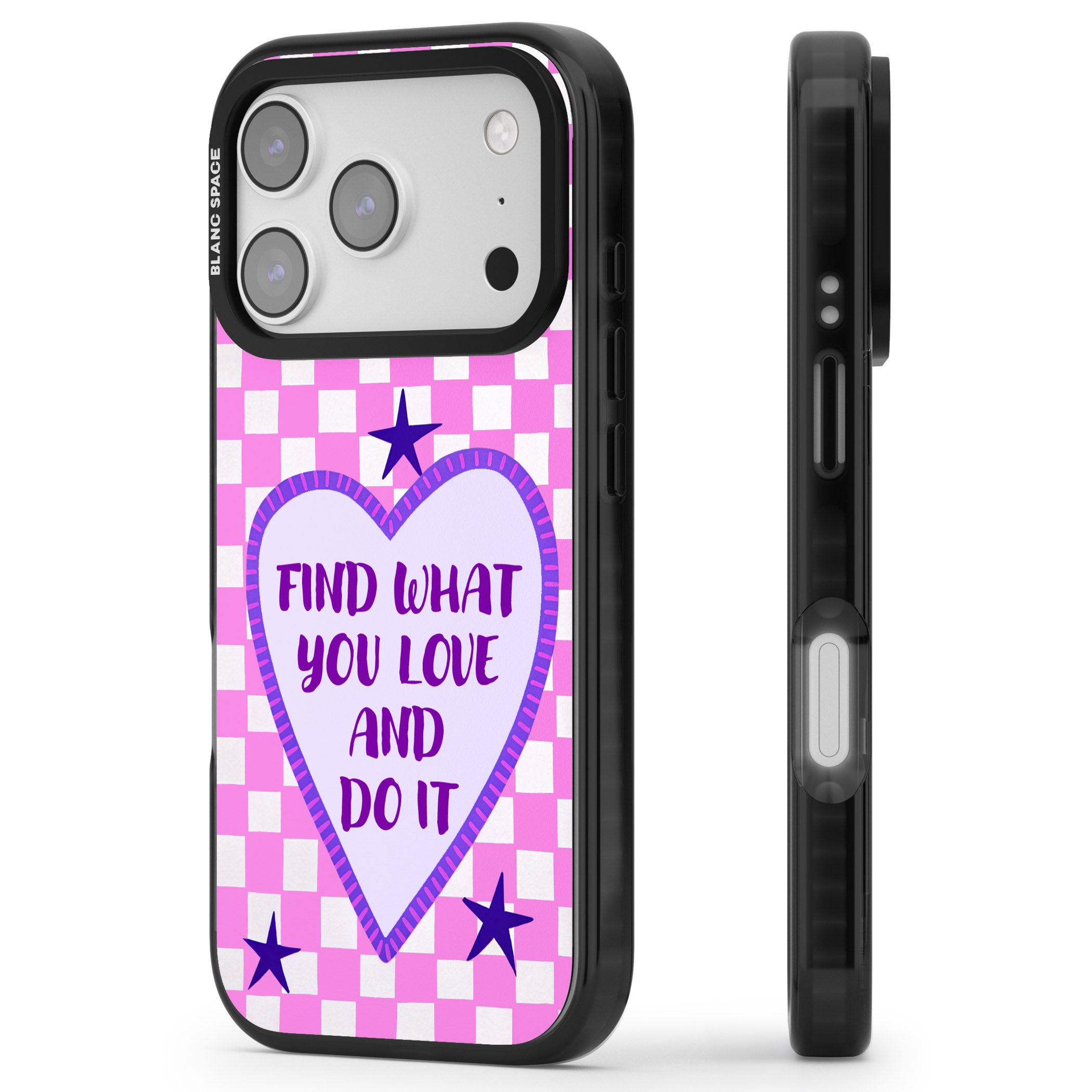 Find What You Love iPhone 17 Pro Impact Black Phone Case Side Profile