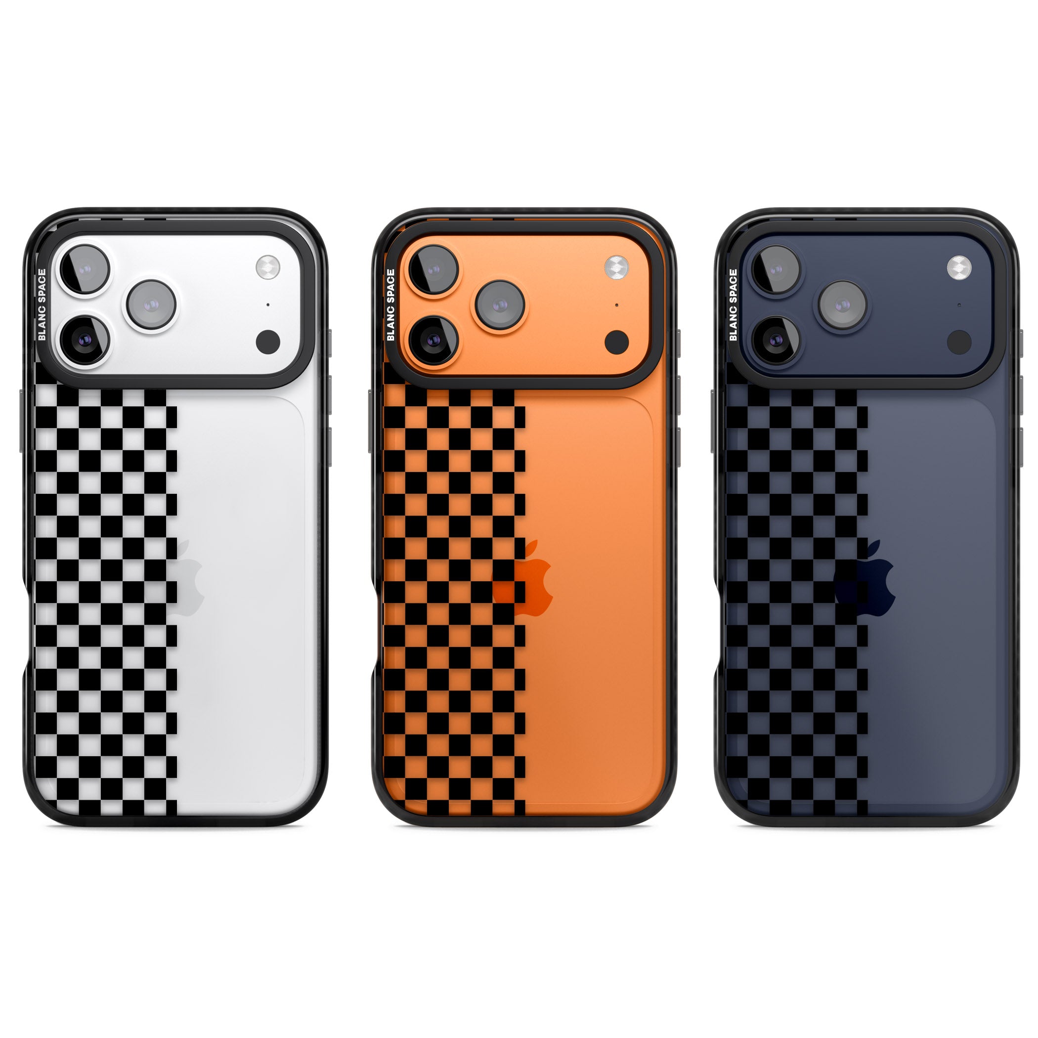 Checker: Half Black Check On Clear iPhone 17 Pro Impact Black Phone Case APT Impact Protection