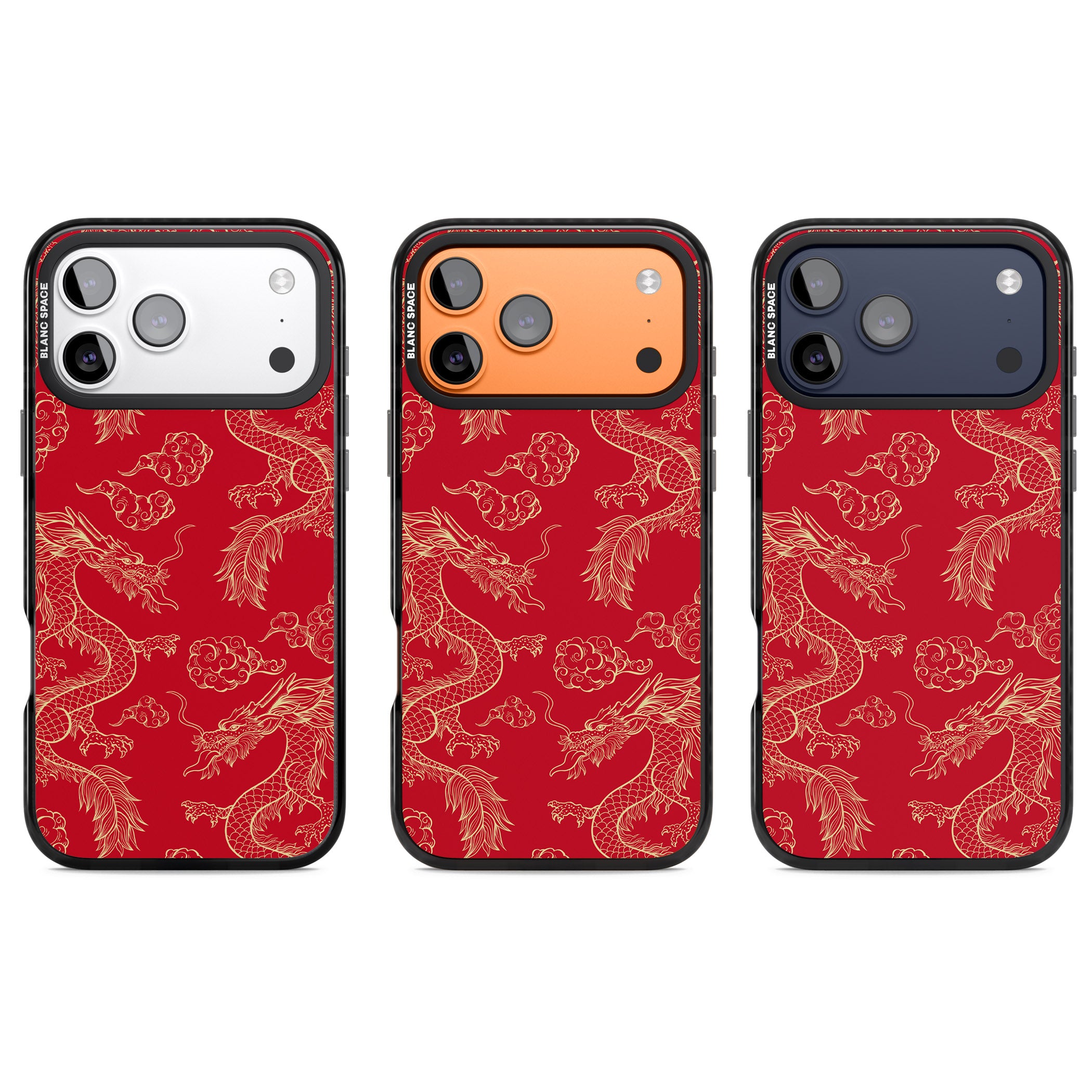 Red And Gold Dragon Pattern iPhone 17 Pro Impact Black Phone Case APT Impact Protection