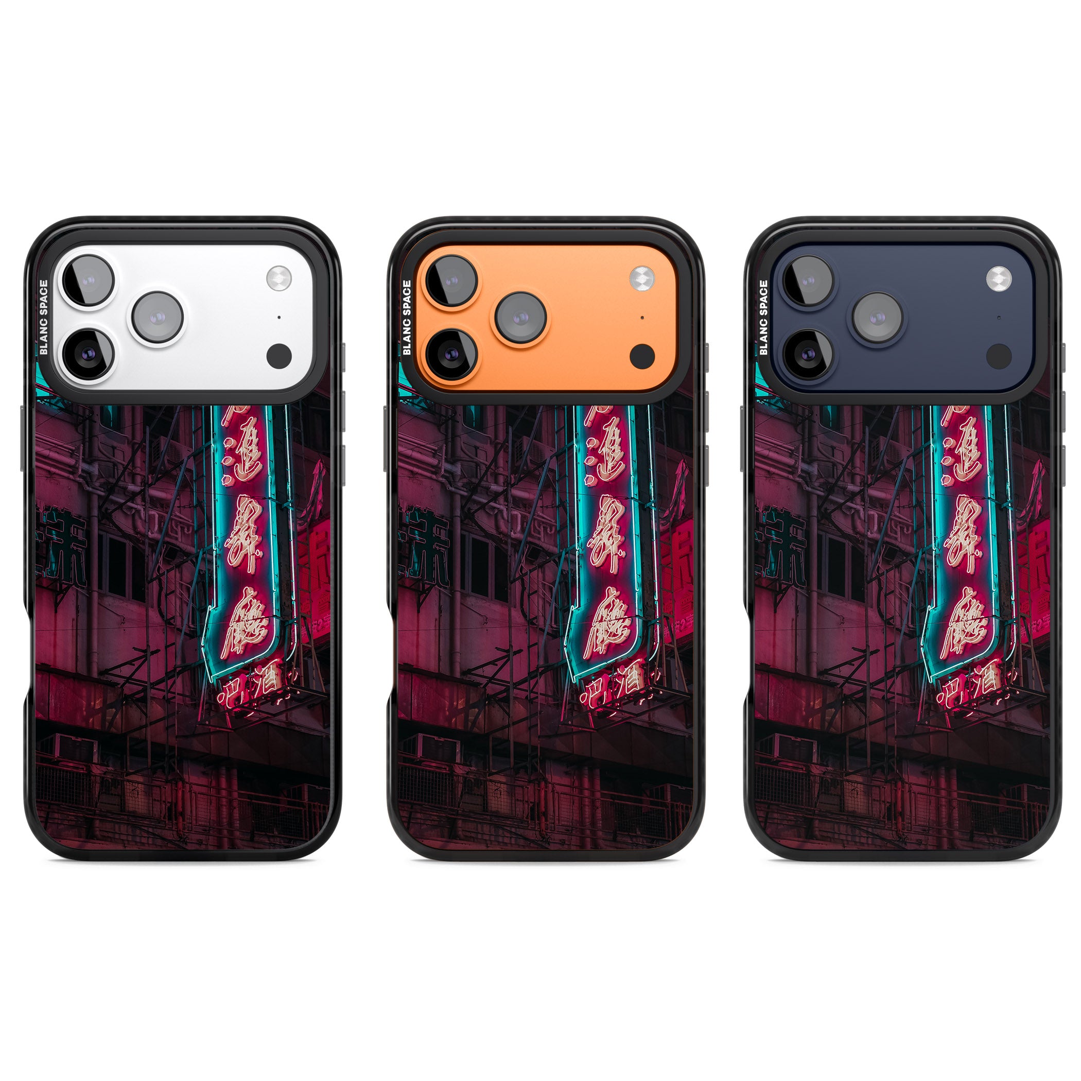 Neon Kanji Cityscape iPhone 17 Pro Impact Black Phone Case APT Impact Protection