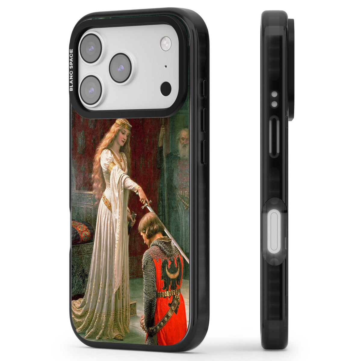 The Accolade renaissance art iPhone case featuring Edmund Blair Leighton's painting of a queen knighting a kneeling knight | Clear Impact case for iPhone 17 Pro, iPhone 17 Pro Max