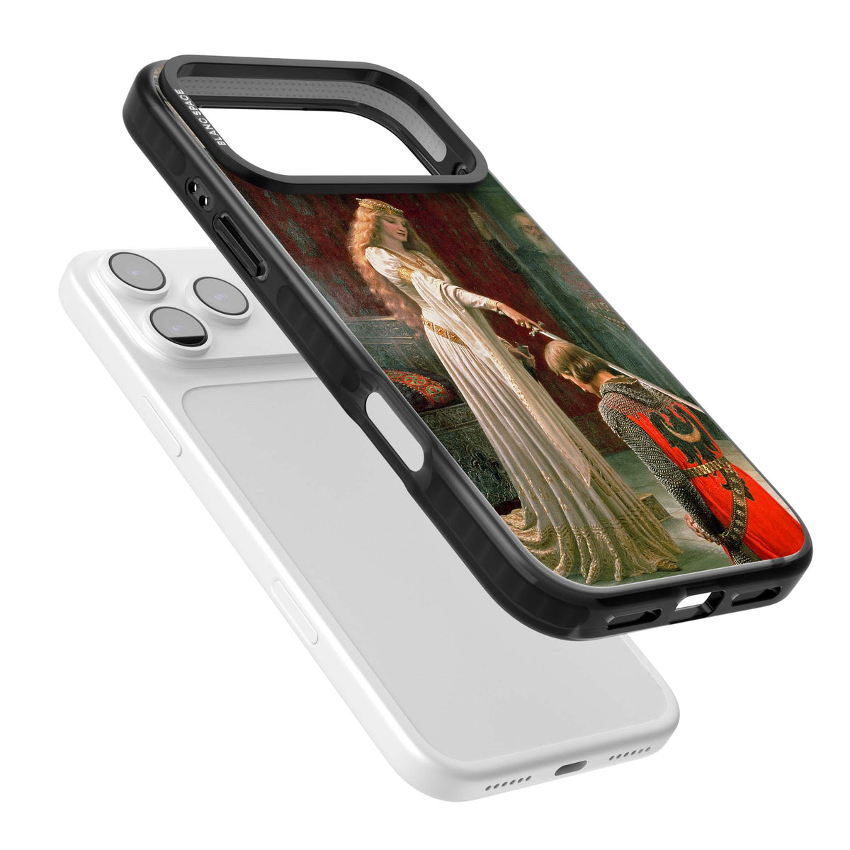 The Accolade renaissance art iPhone case featuring Edmund Blair Leighton's painting of a queen knighting a kneeling knight | Clear Impact case for iPhone 17 Pro, iPhone 17 Pro Max