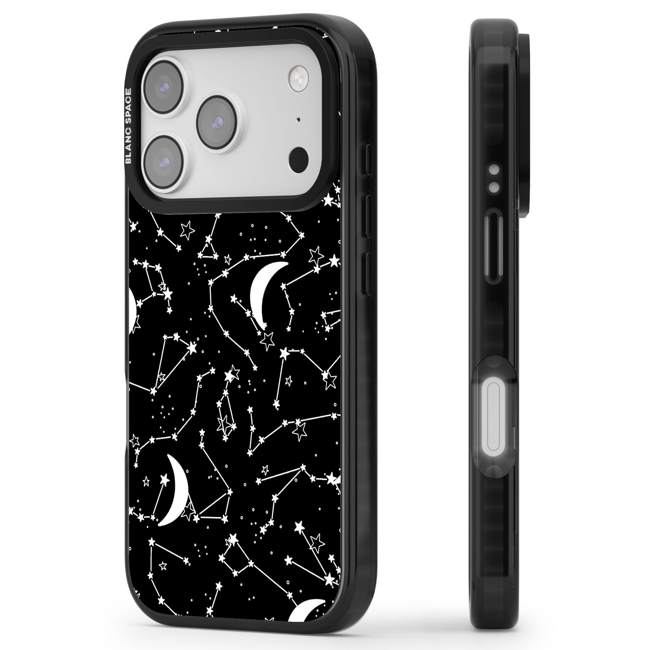 Black Celestial Constellations iPhone 17 Pro Max Impact Black Phone Case Side Profile