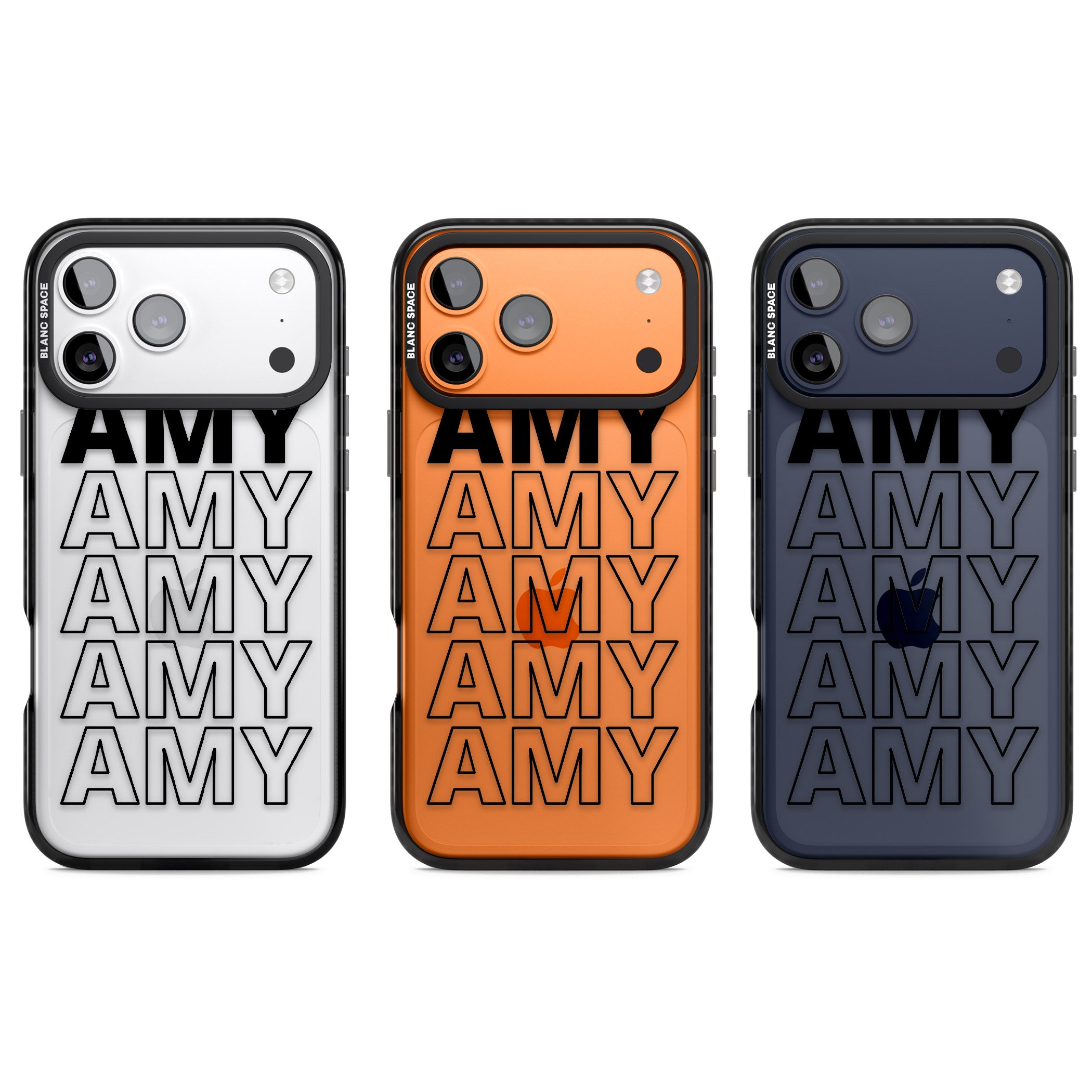 Personalised Bold Name Repetition iPhone 17 Pro Impact Black Phone Case APT Impact Protection