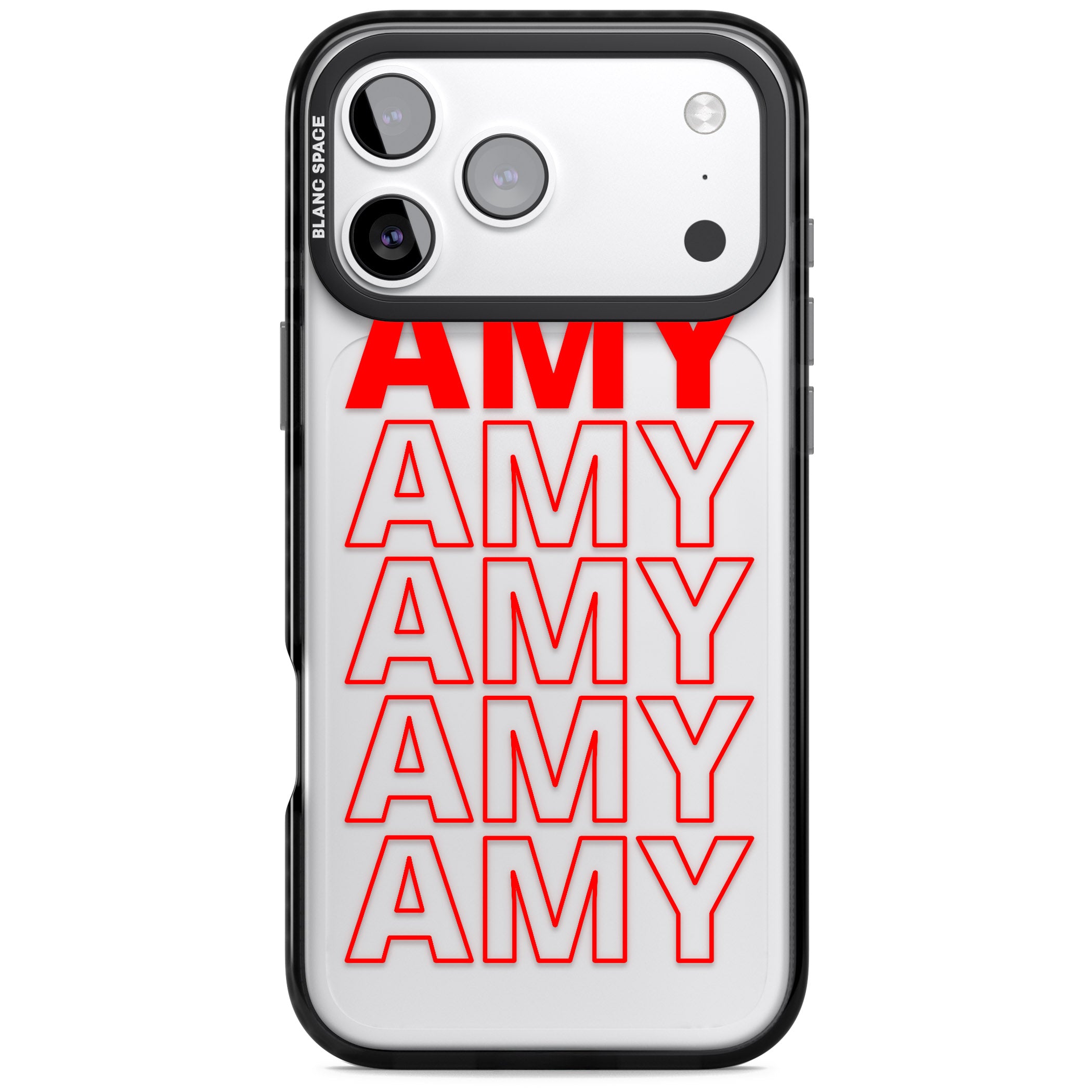Personalised Bold Name Repeat iPhone 17 Pro Max Impact Black Phone Case