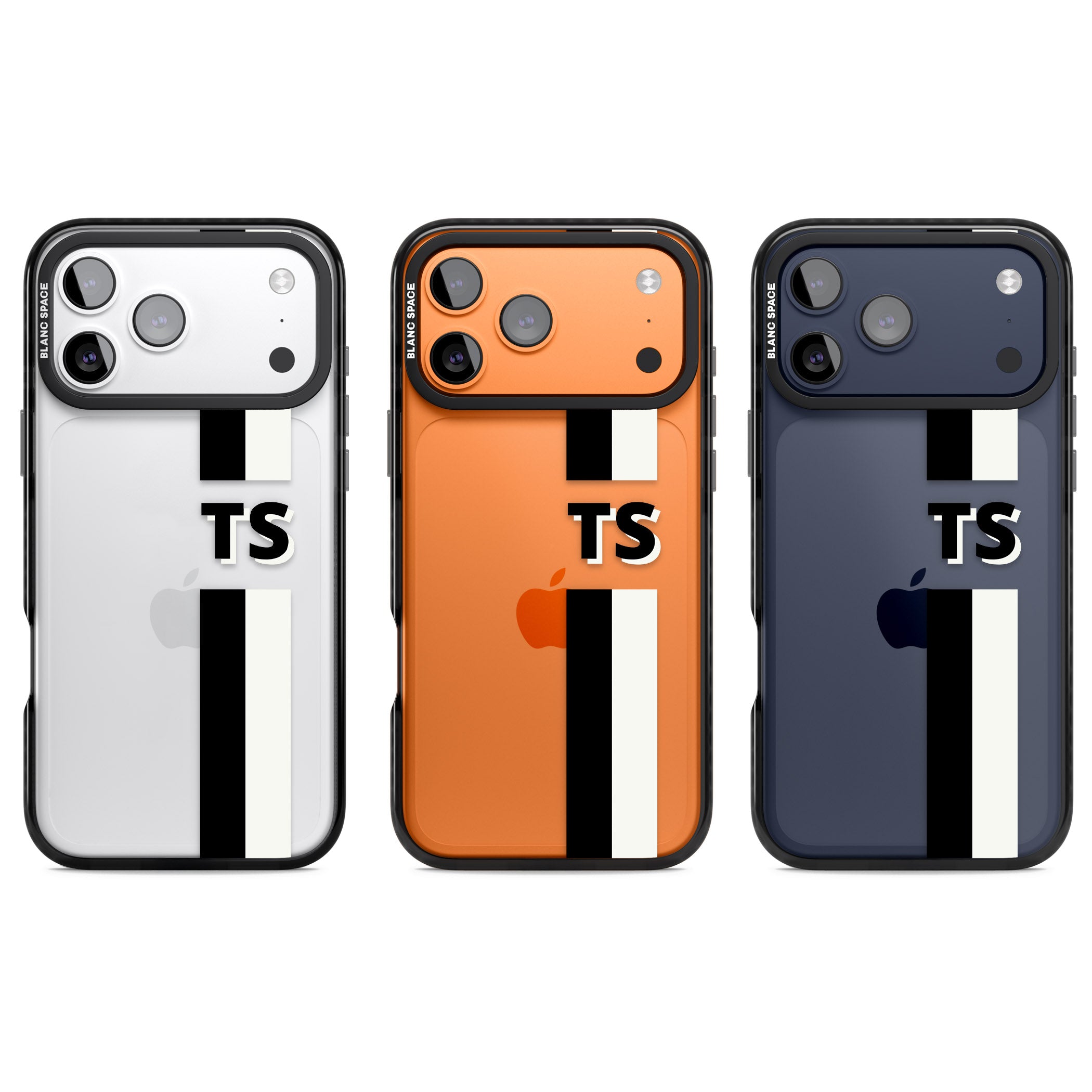 Personalised Black And White Stripe iPhone 17 Pro Impact Black Phone Case APT Impact Protection