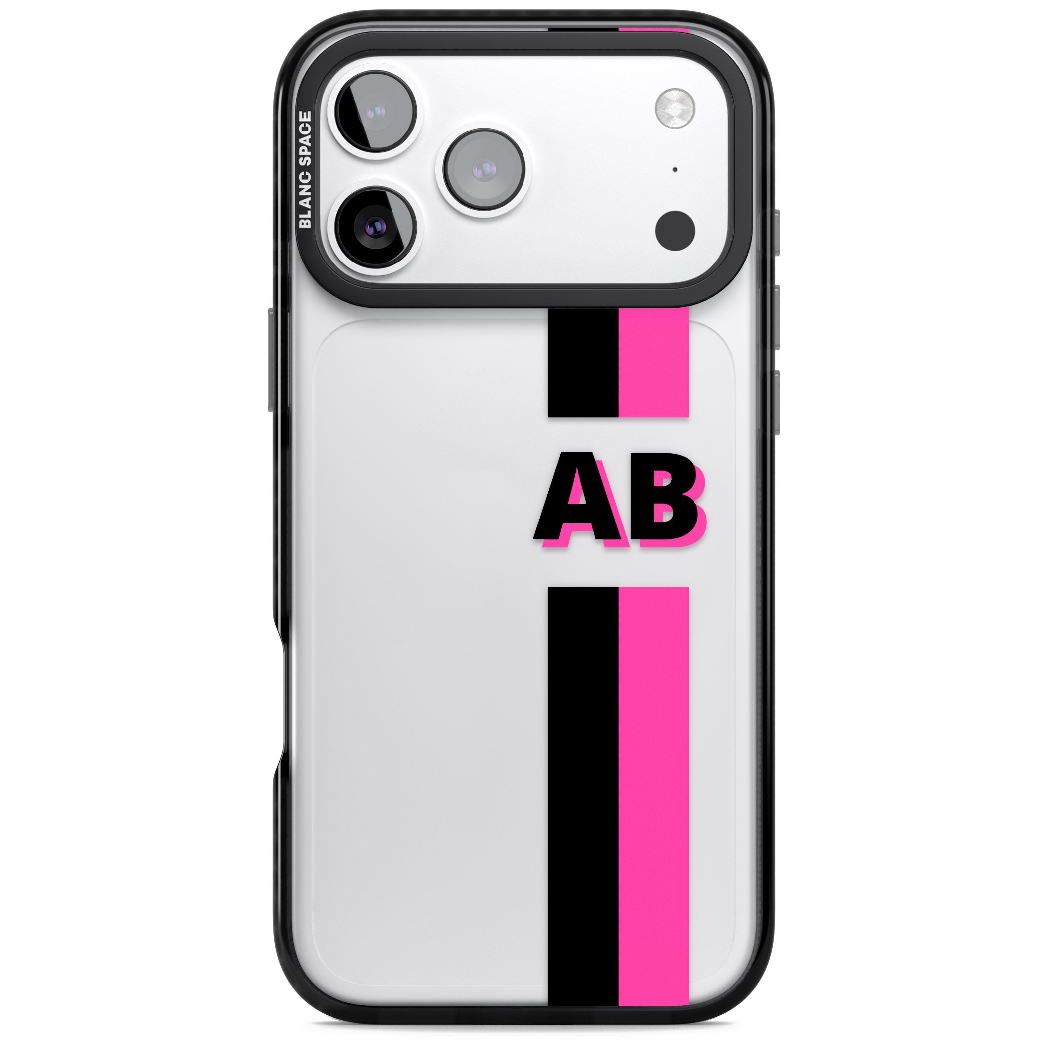 Personalised Bold Name Stripe iPhone 17 Pro Max Impact Black Phone Case