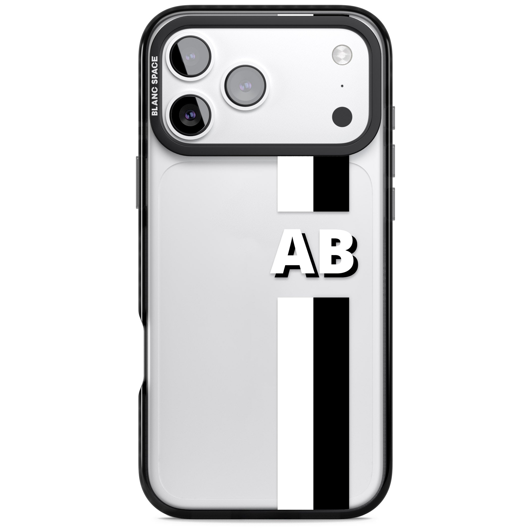 Personalised Bold Two Stripe Name iPhone 17 Pro Max Impact Black Phone Case