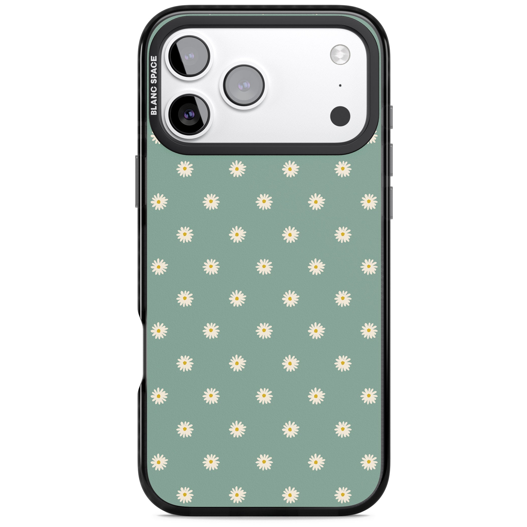 Sage Daisy Floral iPhone 17 Pro Impact Black Phone Case