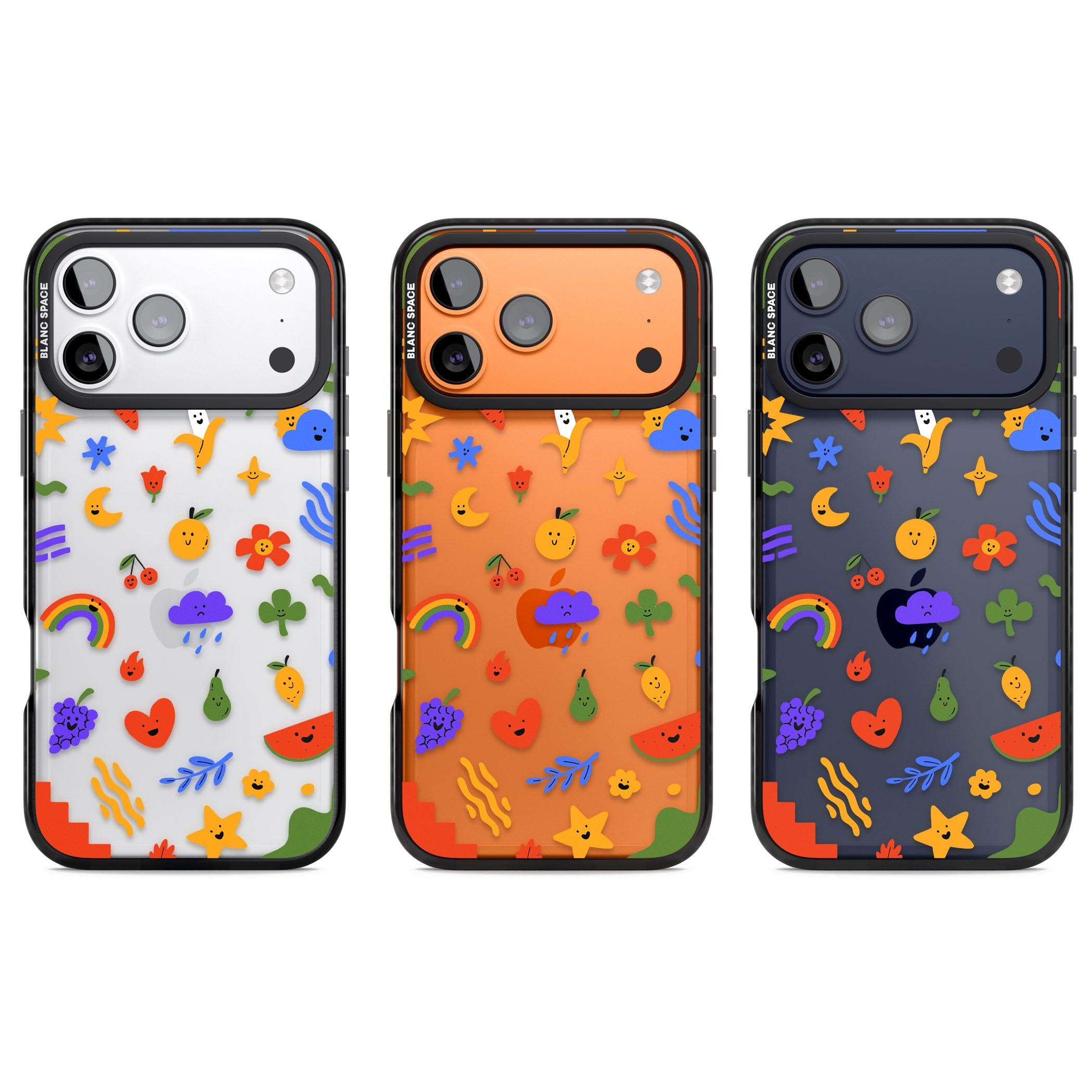 Quirky Cute Icon Pattern iPhone 17 Pro Impact Black Phone Case APT Impact Protection