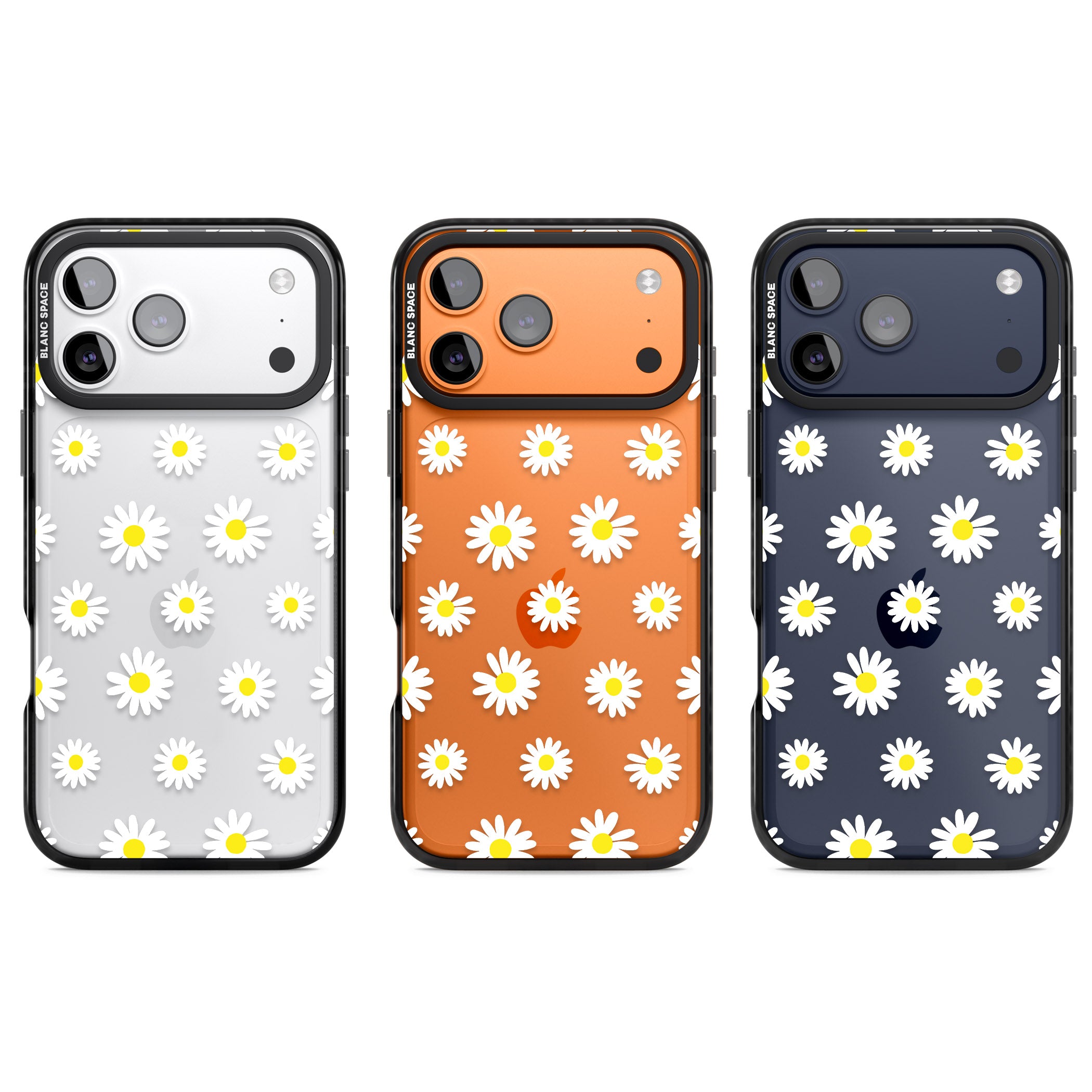 Personalised White Daisy Pattern iPhone 17 Pro Impact Black Phone Case APT Impact Protection