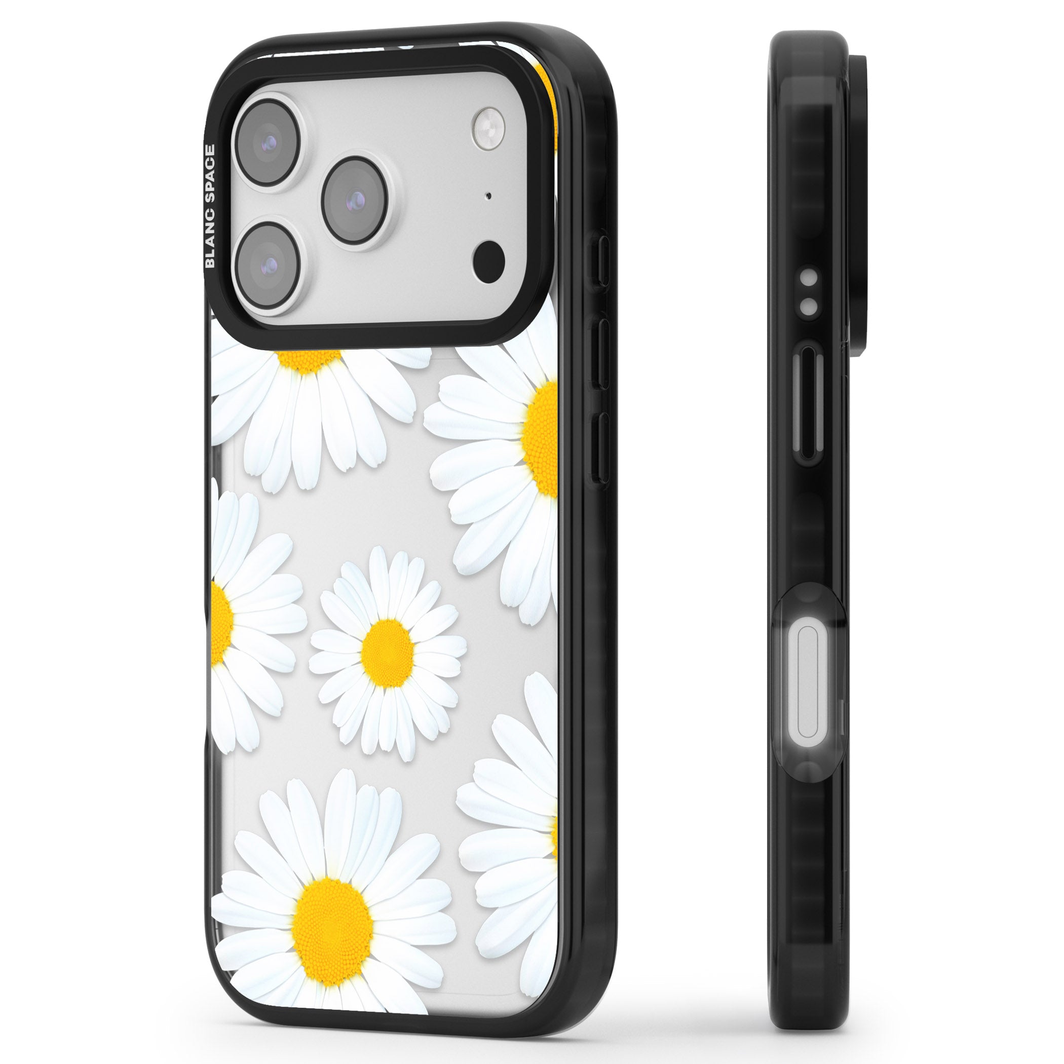 Summer Daisy iPhone 17 Pro Impact Black Phone Case Side Profile