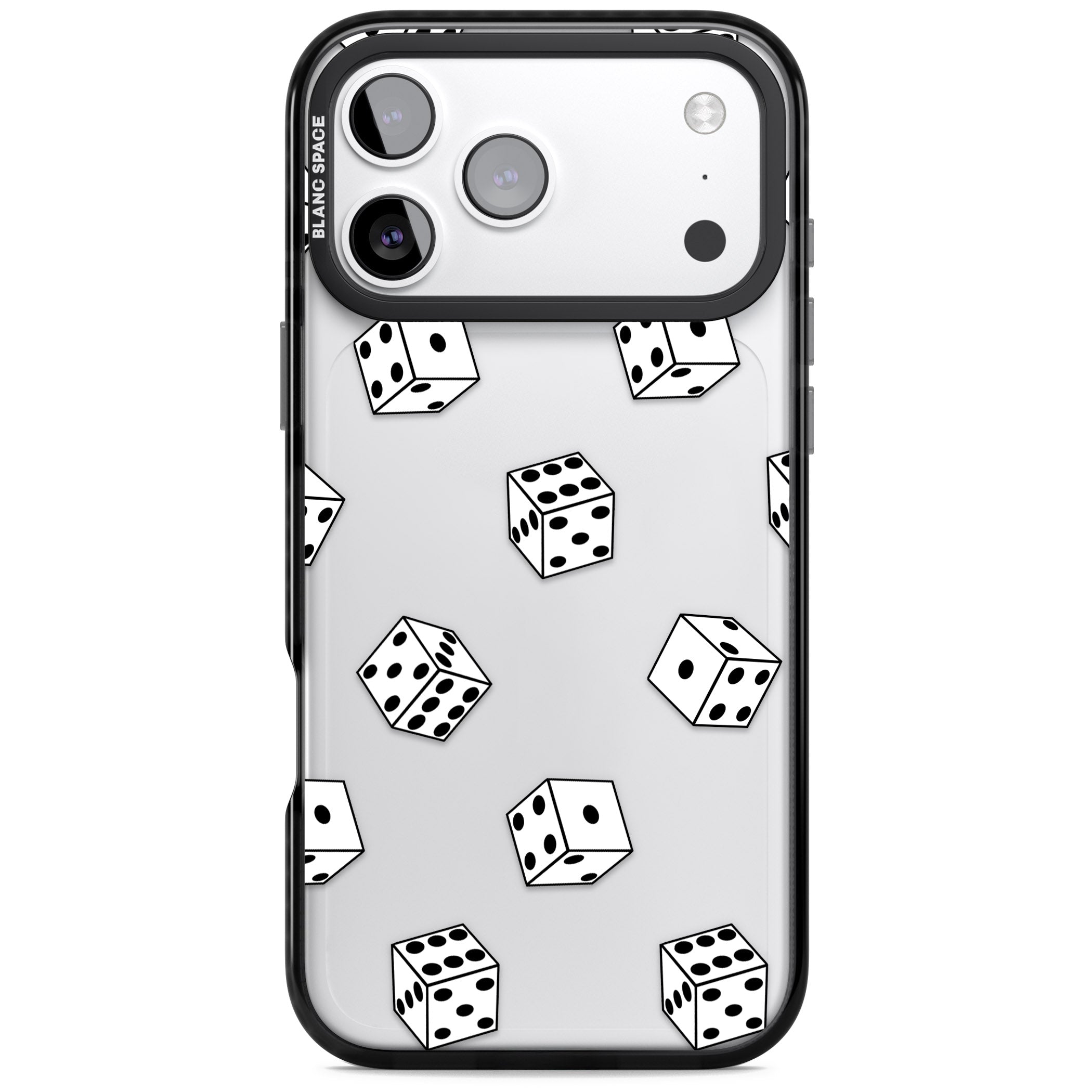 Clear Dice Pattern iPhone 17 Pro Max Impact Black Phone Case