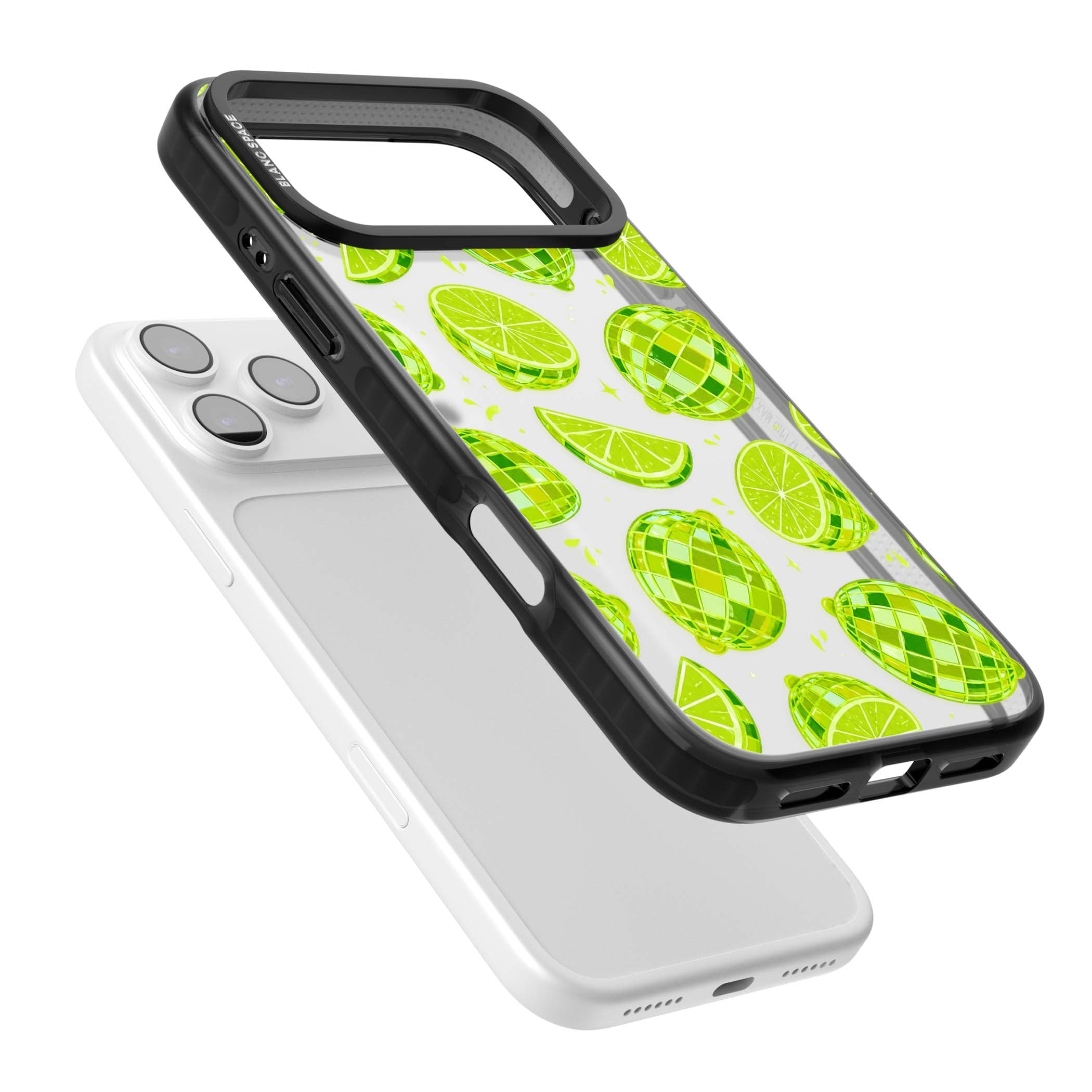 Disco Limes fruit aesthetic iPhone case featuring green disco balls, lime slices and citrus sparkles | Clear Impact case for iPhone 17 Pro, iPhone 17 Pro Max