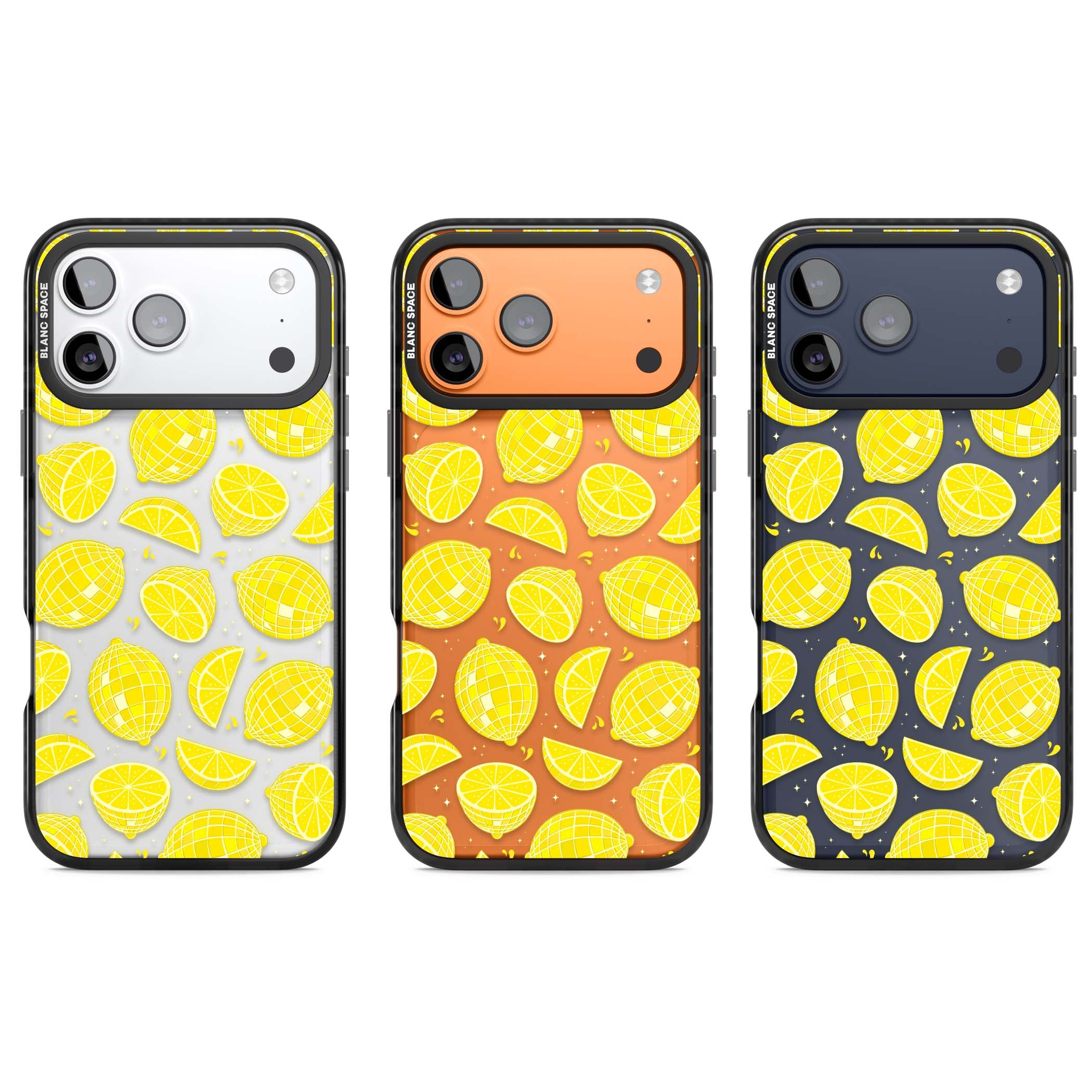 Disco Lemons citrus iPhone case featuring mirrorball lemons, sliced fruit and sparkle accents | Clear Impact case for iPhone 17 Pro, iPhone 17 Pro Max