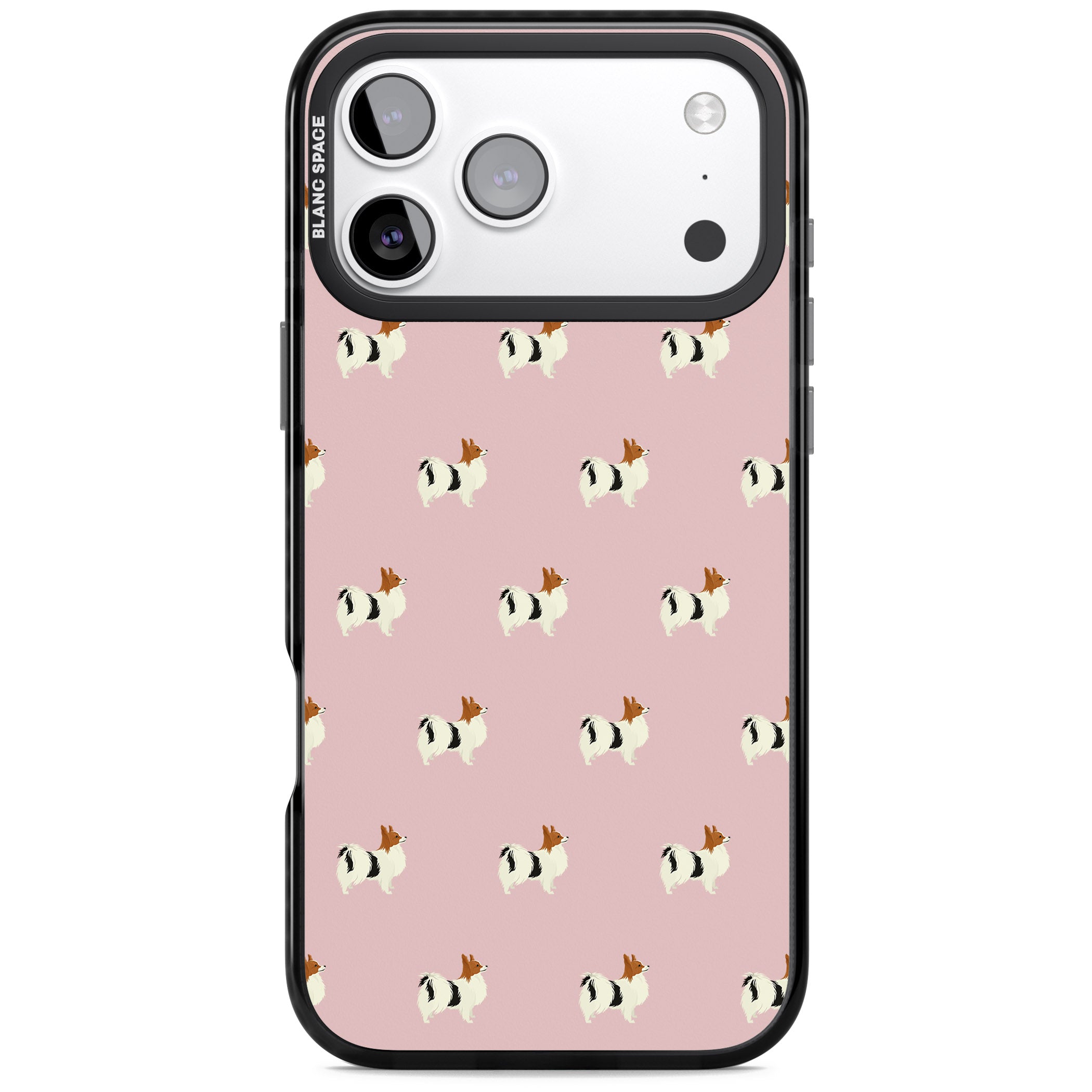 Papillon Dog Pattern iPhone 17 Pro Impact Black Phone Case