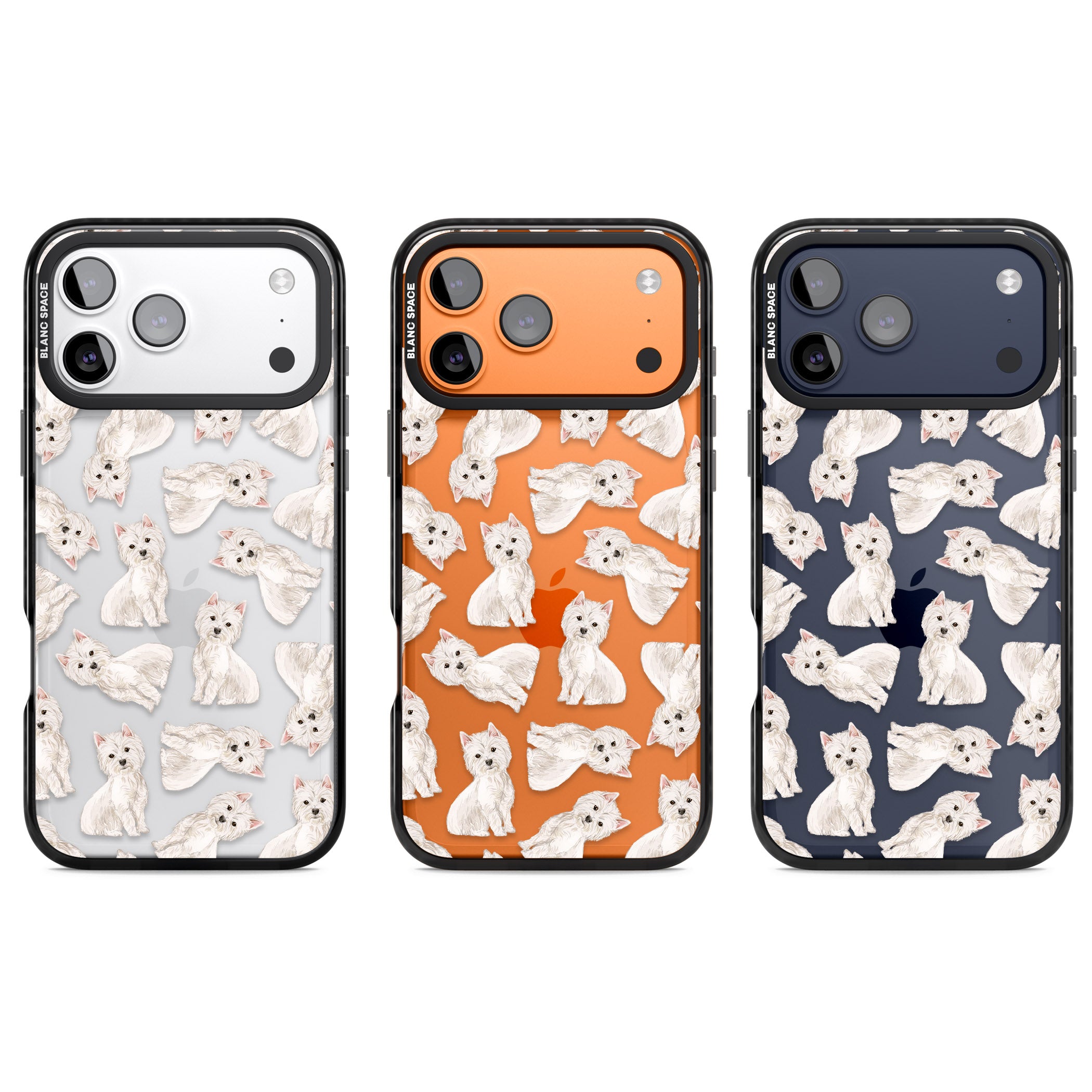 Westie Dog Pattern iPhone 17 Pro Impact Black Phone Case APT Impact Protection