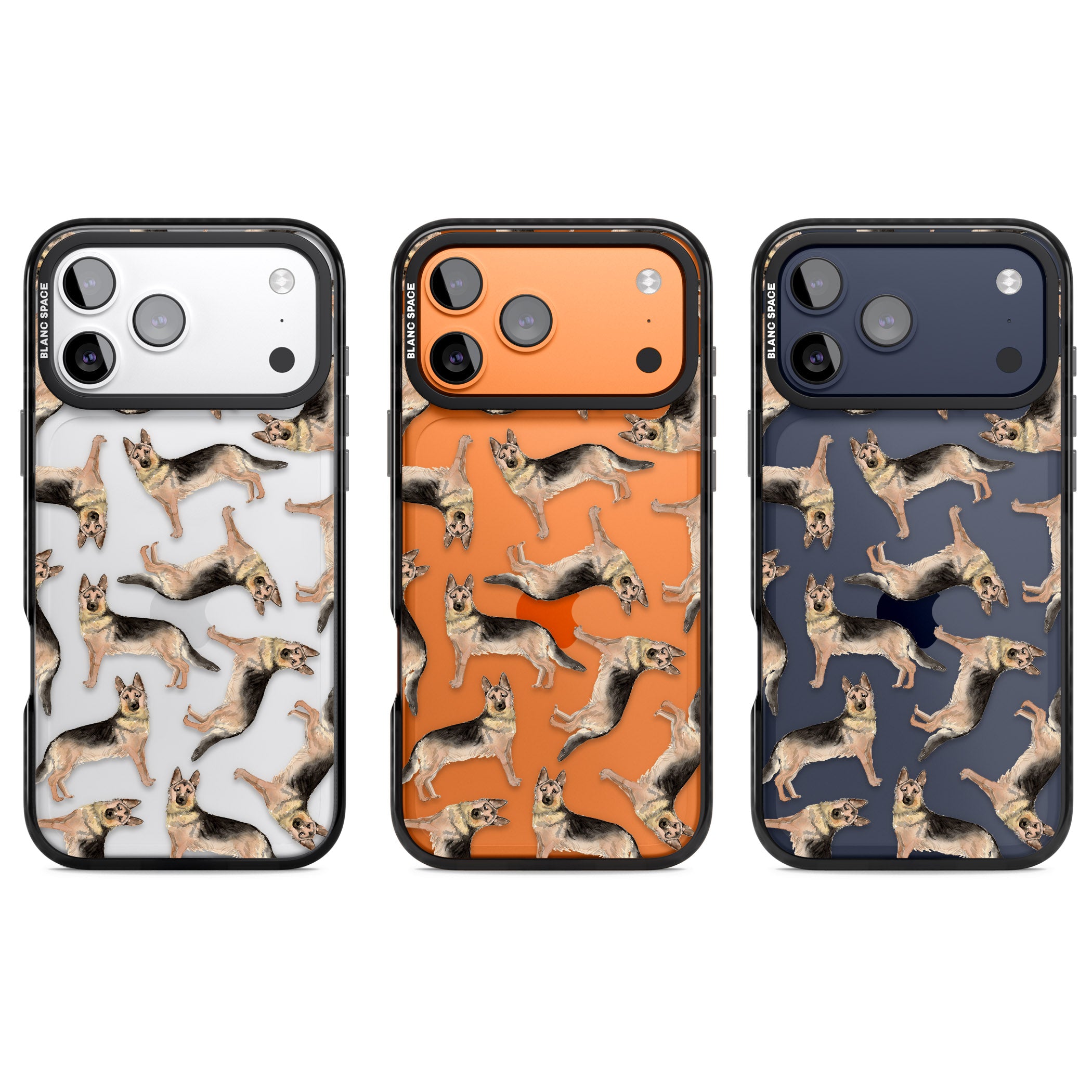 German Shepherd Pattern Classic iPhone 17 Pro Impact Black Phone Case APT Impact Protection