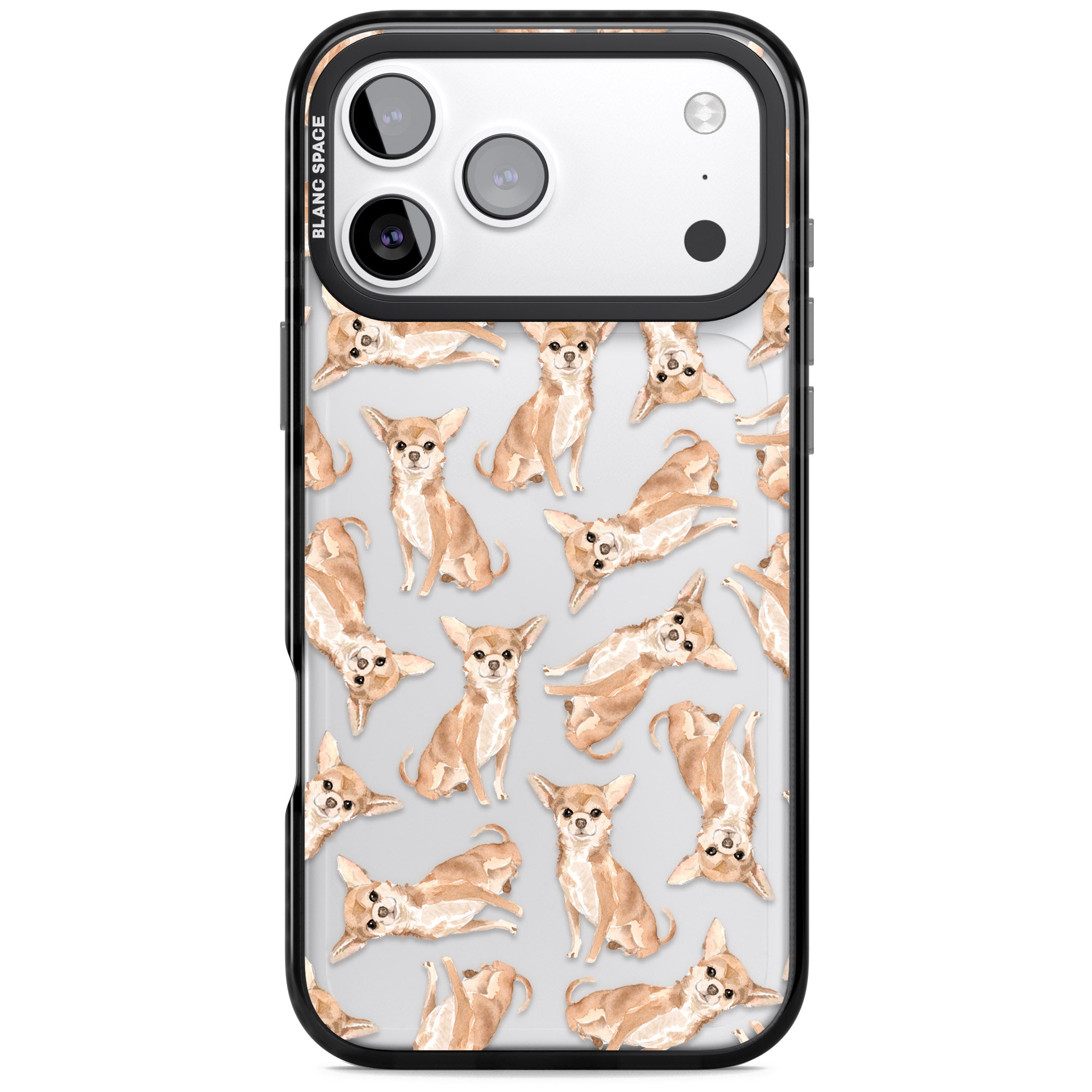 Chihuahua Watercolour Dog Pattern iPhone 17 Pro Impact Black Phone Case