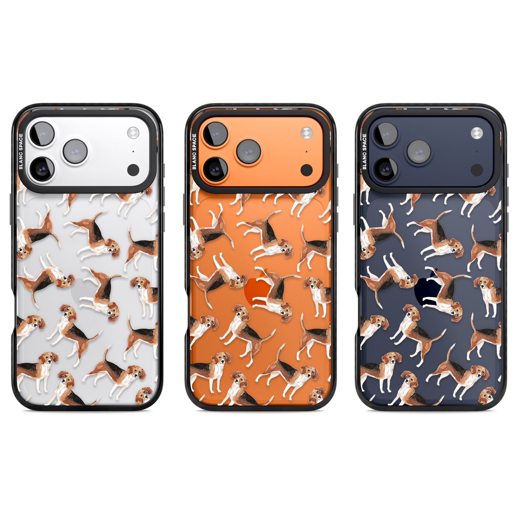 Beagle Watercolor Pattern iPhone 17 Pro Impact Black Phone Case APT Impact Protection