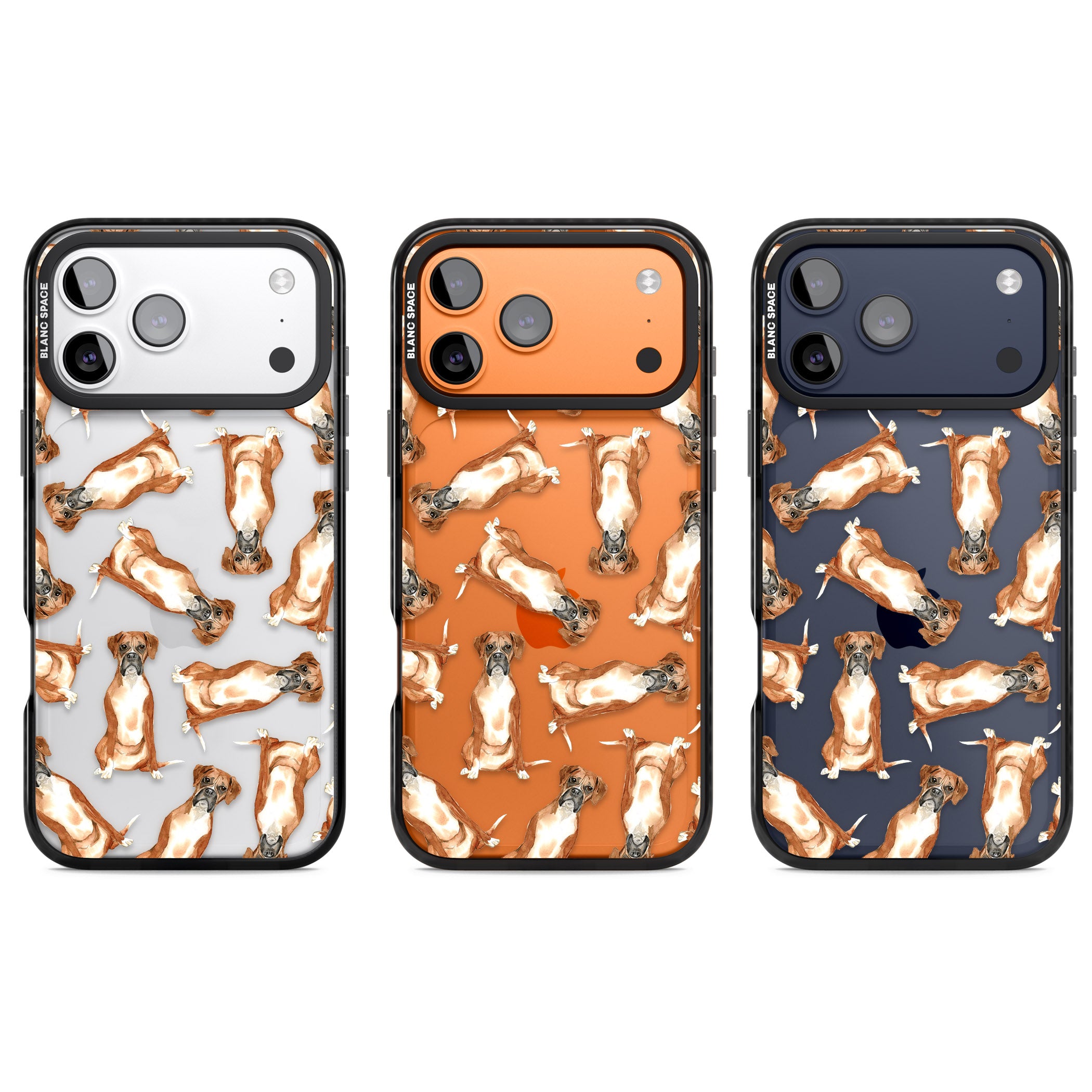 Boxer Watercolor Dog Pattern iPhone 17 Pro Impact Black Phone Case APT Impact Protection