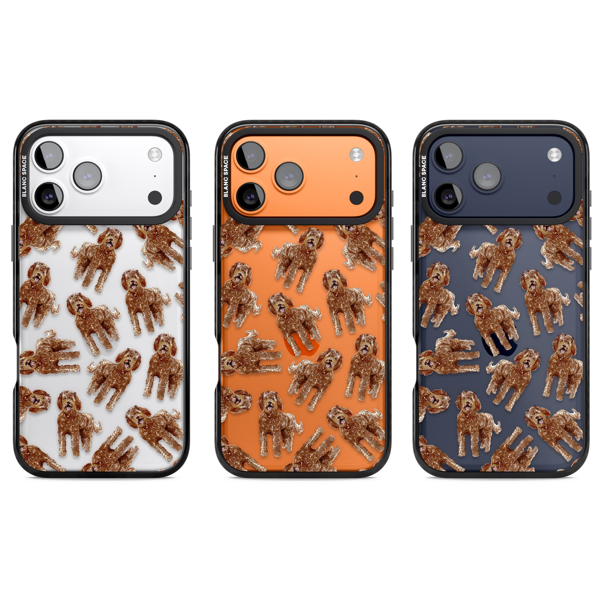 Labradoodle Brown Pattern iPhone 17 Pro Impact Black Phone Case APT Impact Protection