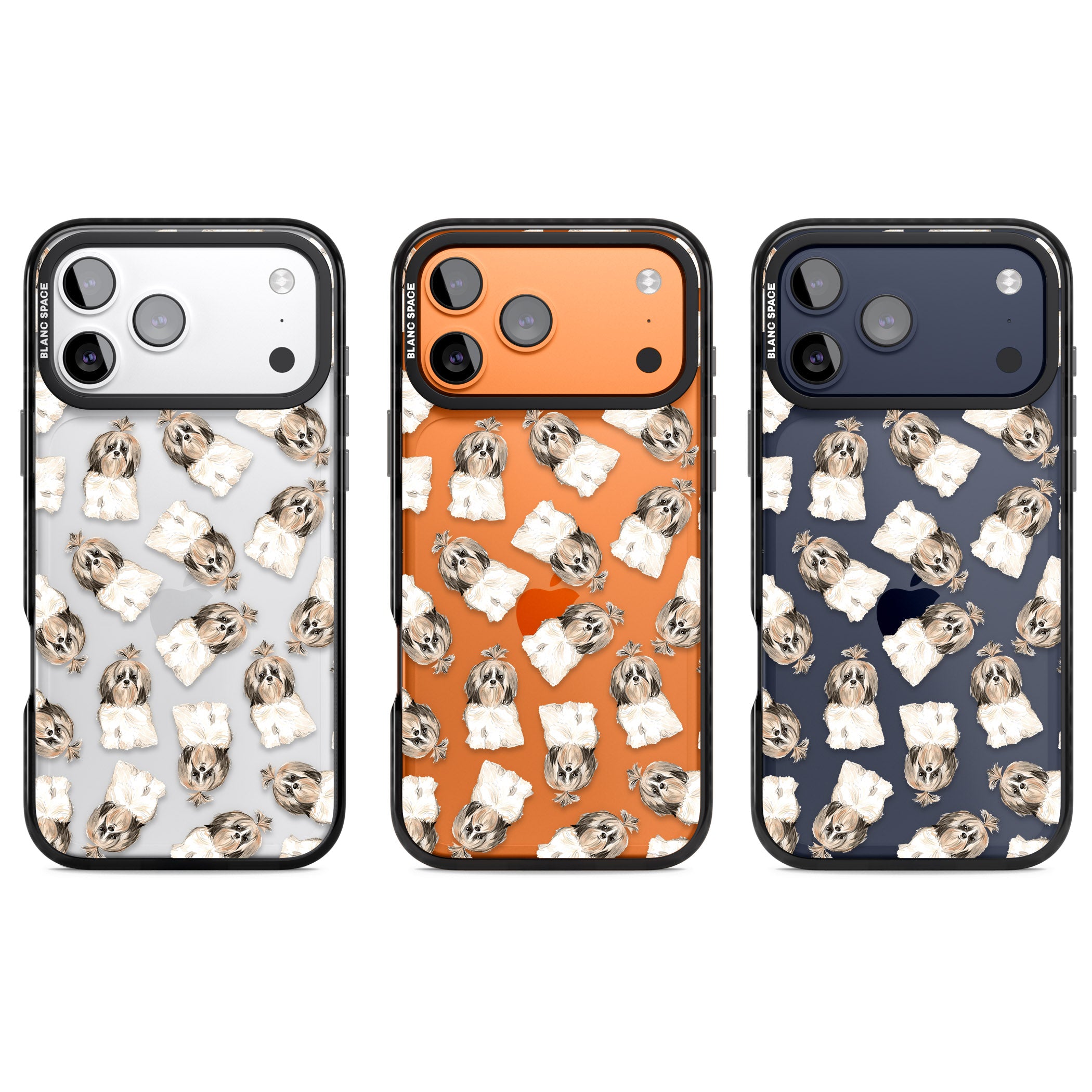 Shih Tzu Pattern Long Hair iPhone 17 Pro Impact Black Phone Case APT Impact Protection