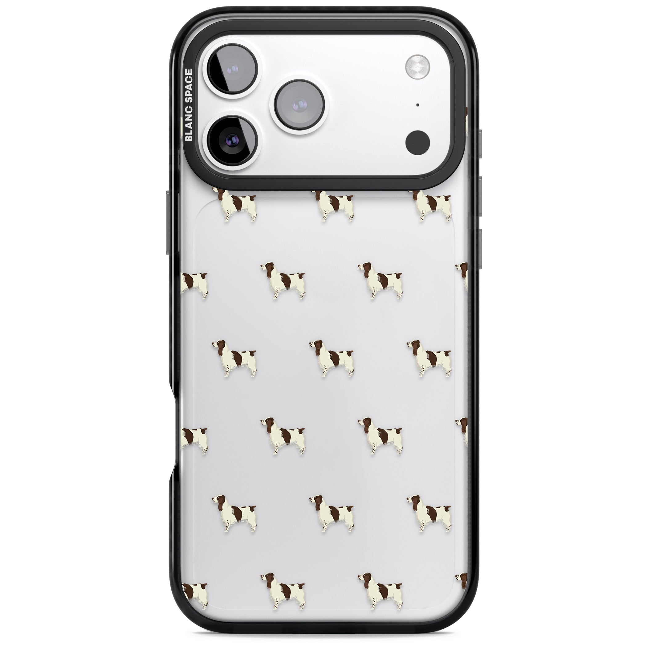 Spaniel Pattern iPhone 17 Pro Impact Black Phone Case