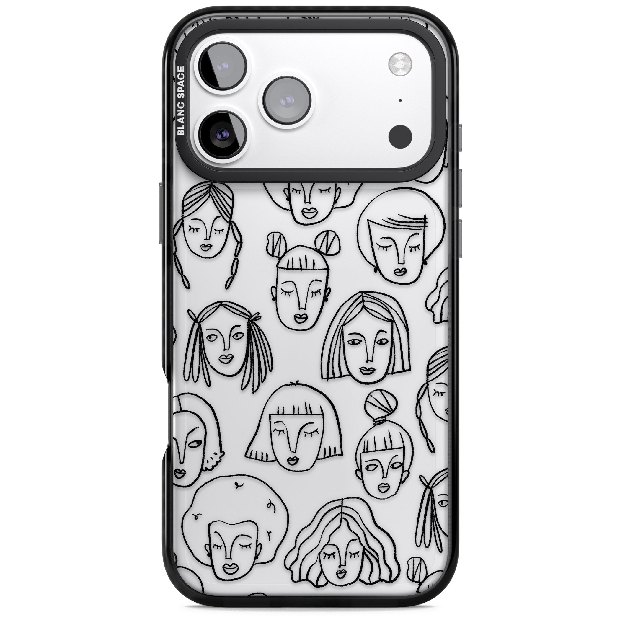 Doodle Face iPhone 17 Pro Impact Black Phone Case
