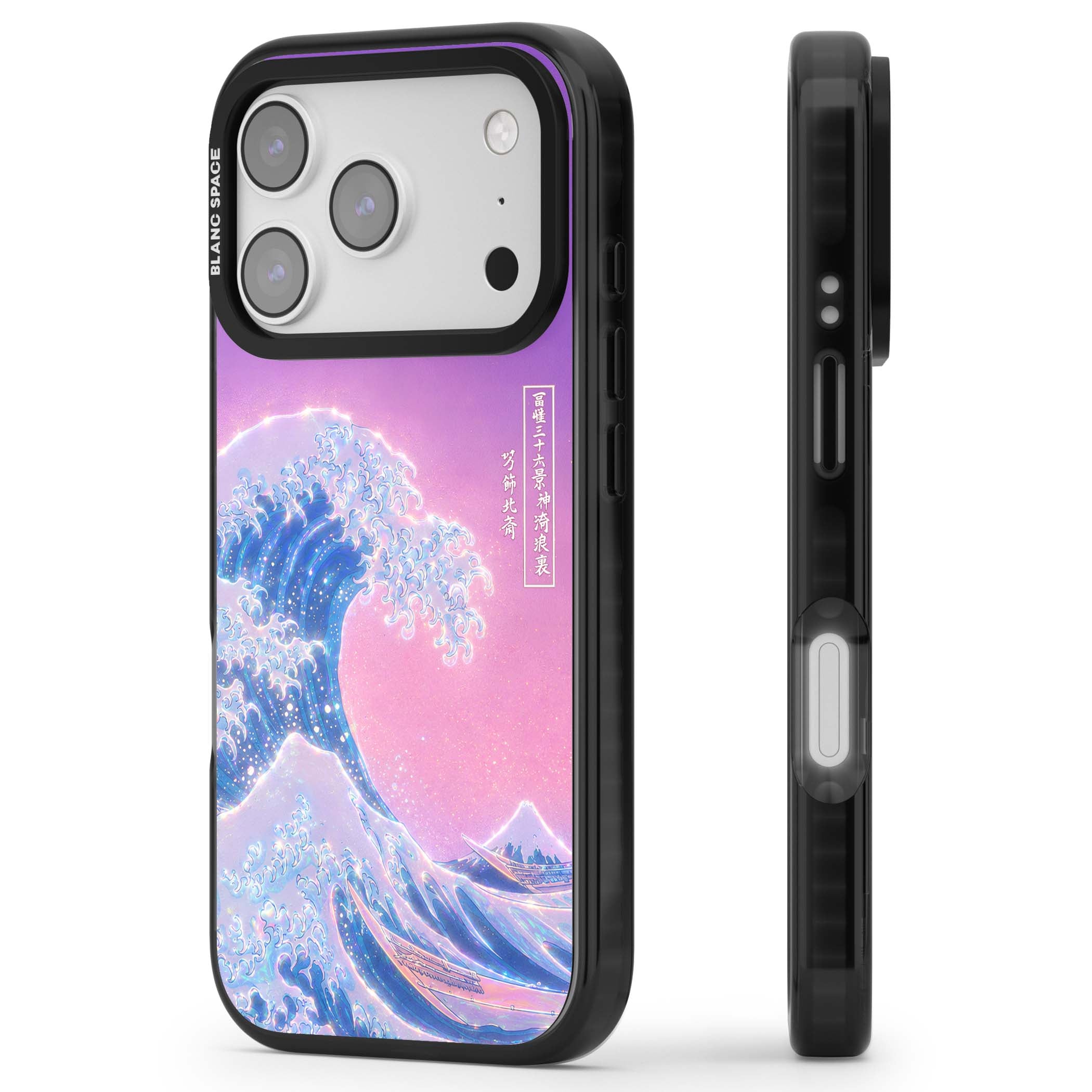 The Great Opal Wave Japanese iPhone case featuring Hokusai's great wave in iridescent pastels with lilac sky and Mou | Clear Impact case for iPhone 17 Pro, iPhone 17 Pro Max