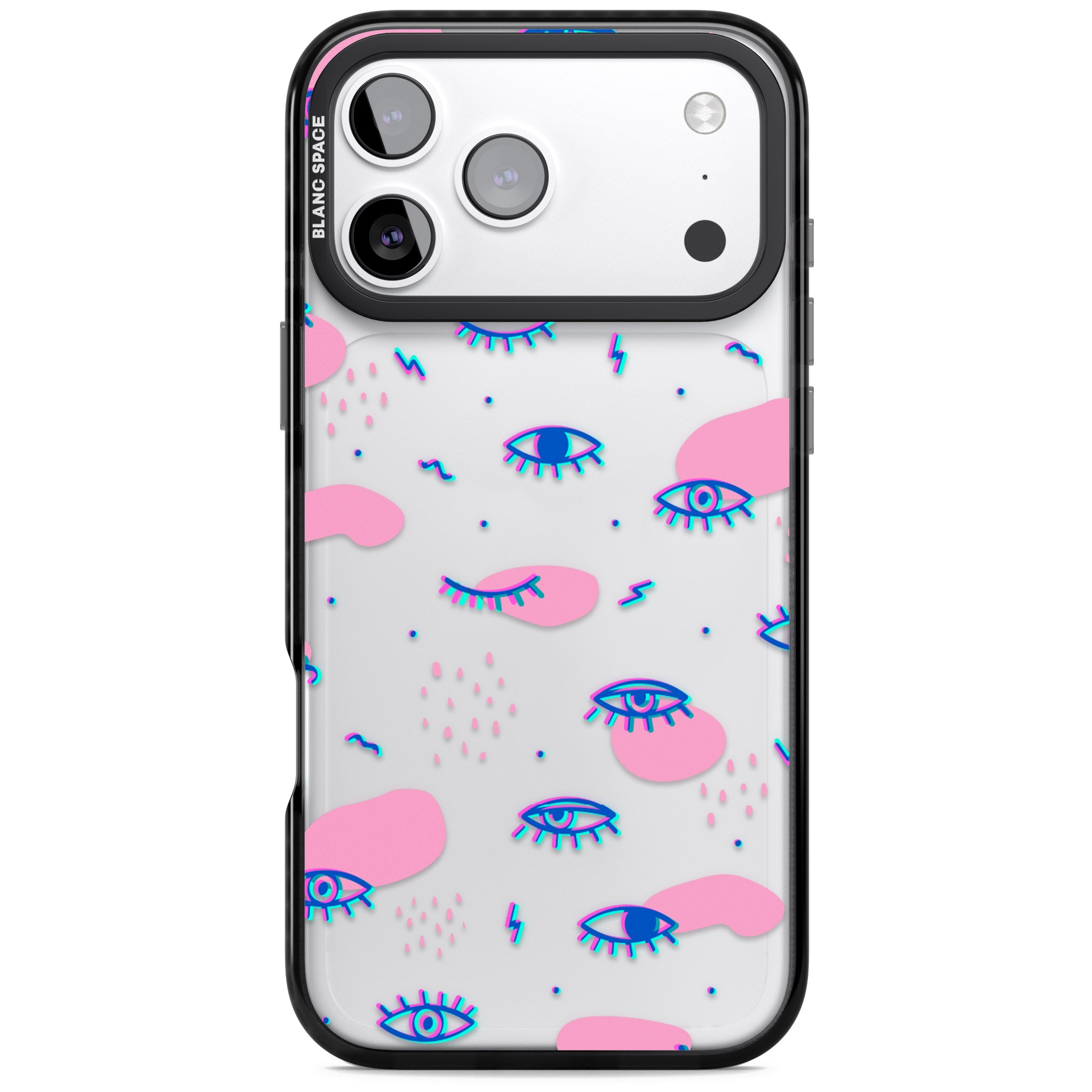 Pink Eye Pattern iPhone 17 Pro Impact Black Phone Case