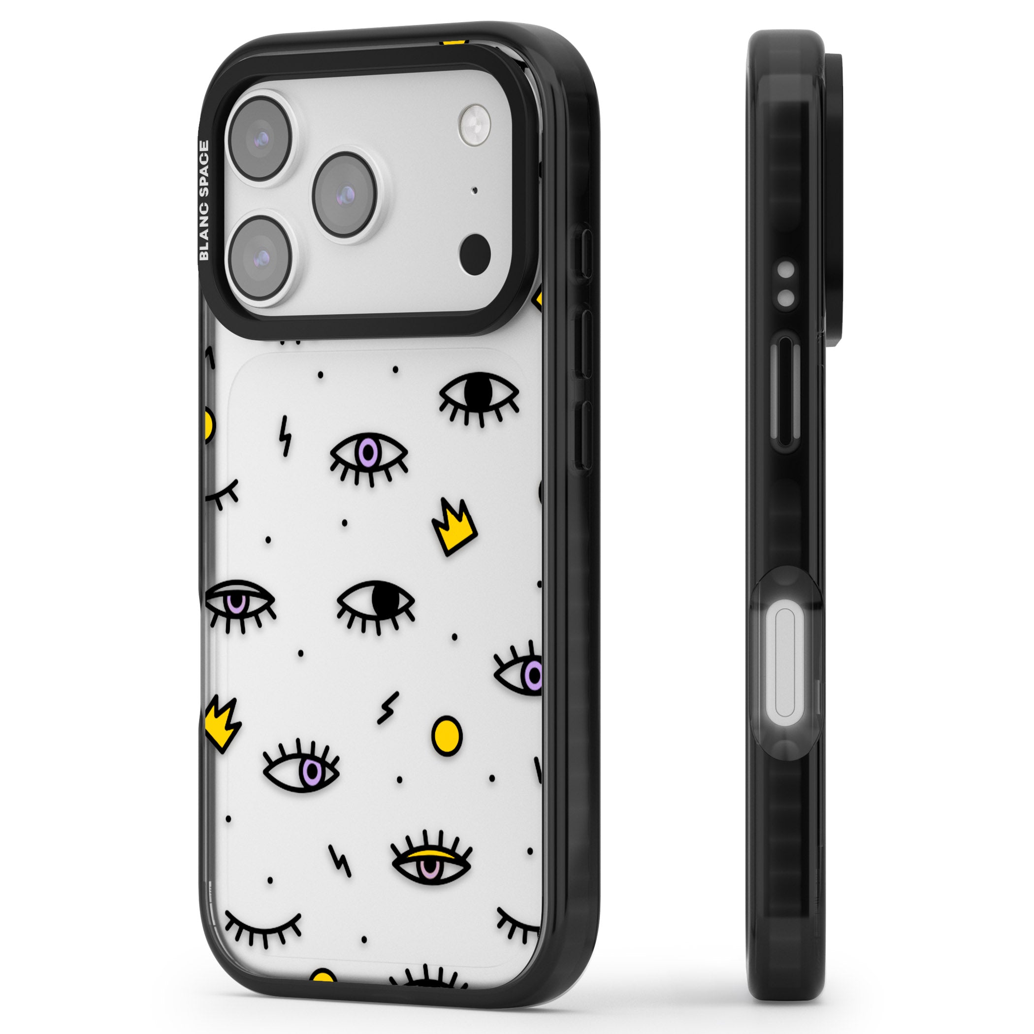 Eyes & Lips Icons iPhone 17 Pro Impact Black Phone Case Side Profile