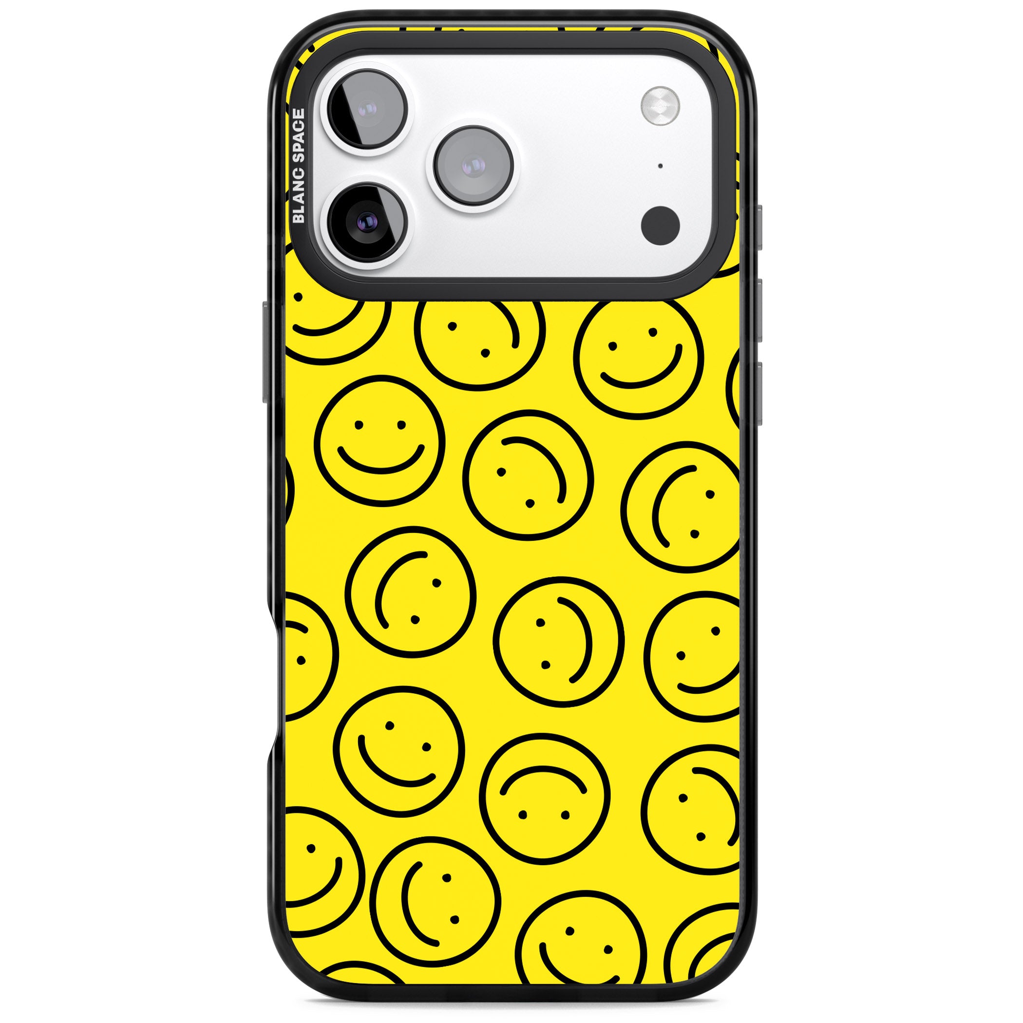Happy Face Pattern iPhone 17 Pro Impact Black Phone Case