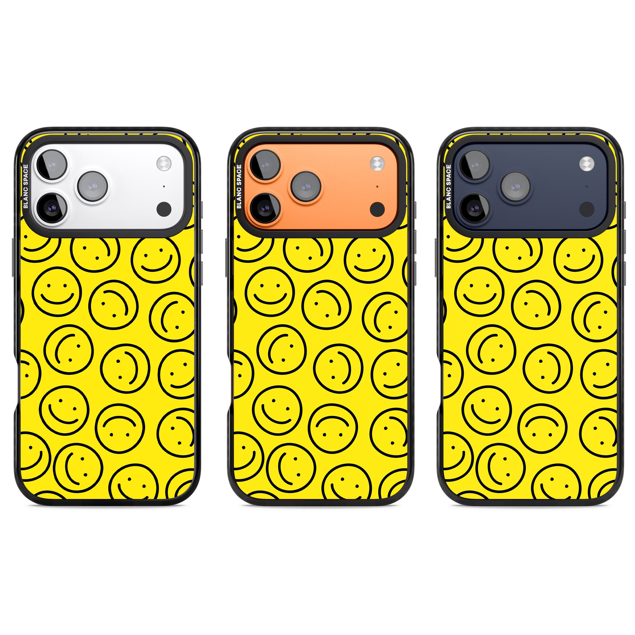 Happy Face Pattern iPhone 17 Pro Impact Black Phone Case APT Impact Protection