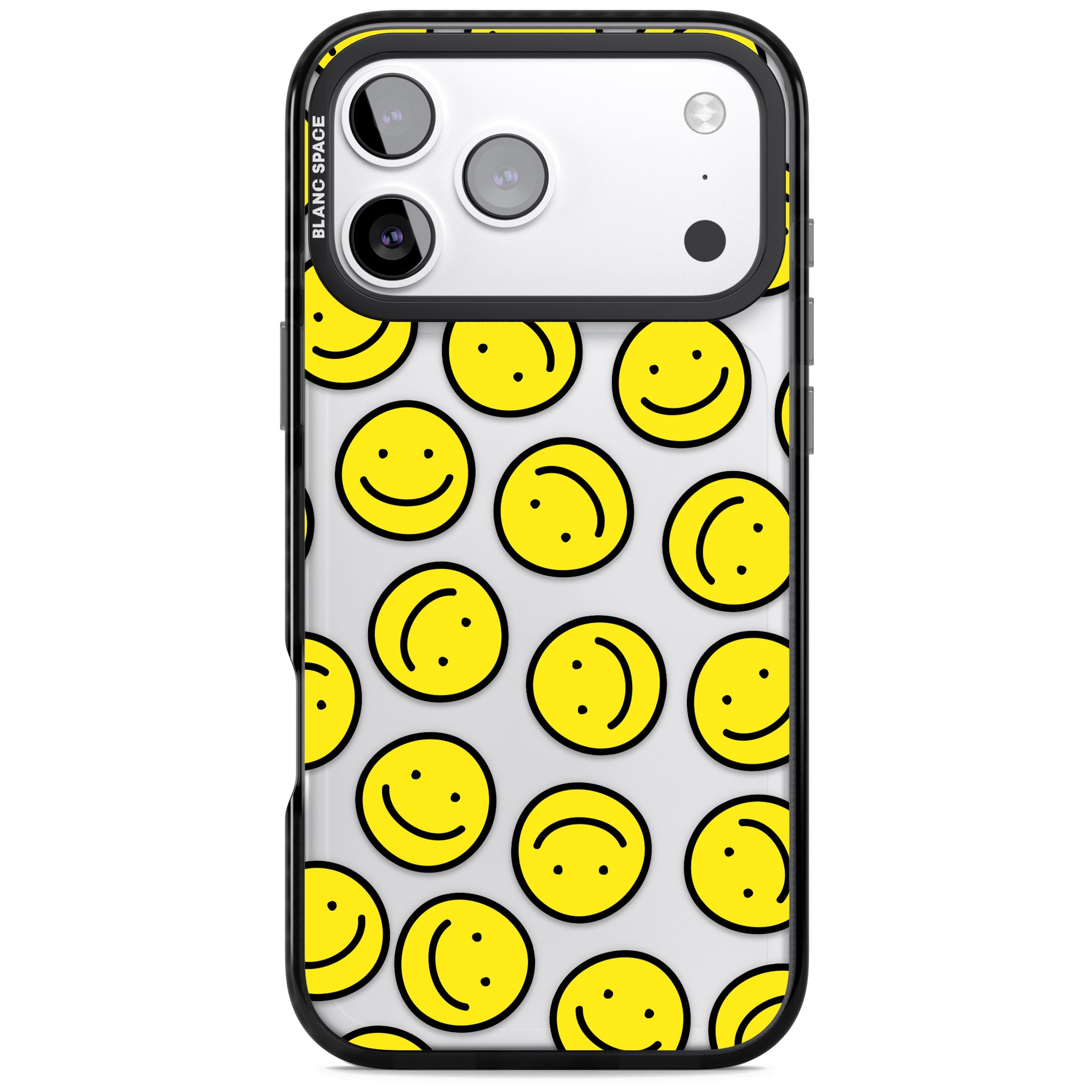 Smiley Face Pattern iPhone 17 Pro Impact Black Phone Case