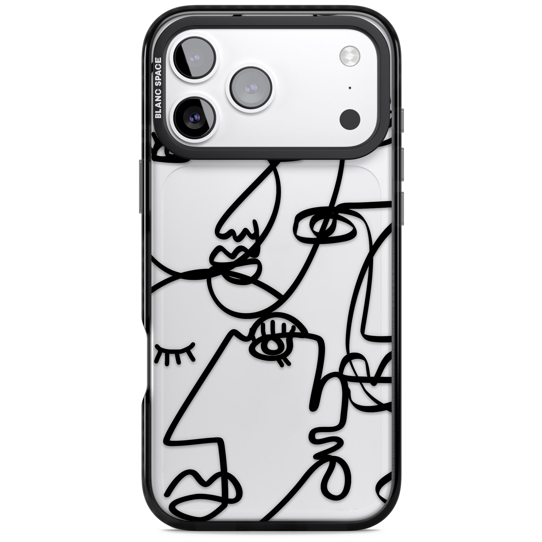 Abstract Line Art Black Clear iPhone 17 Pro Impact Black Phone Case