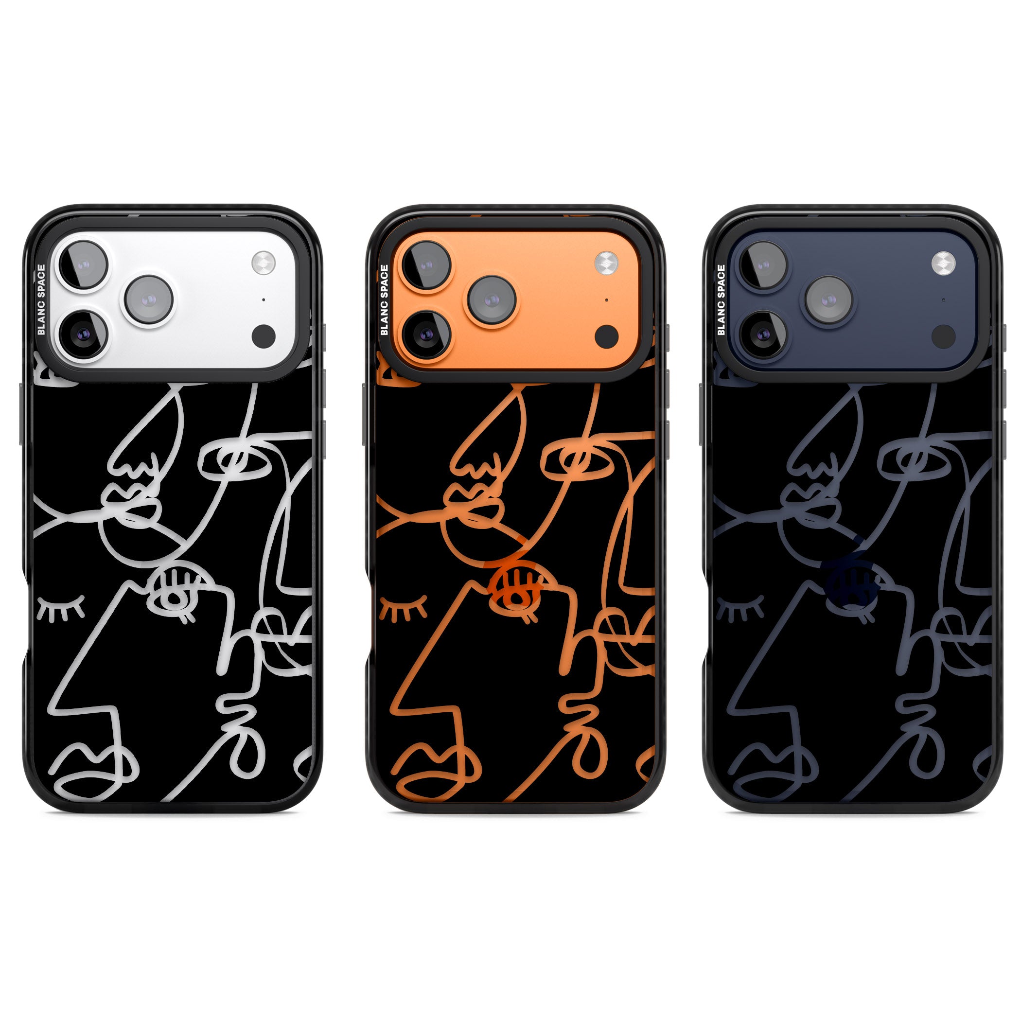 Abstract Line Art Clear Black iPhone 17 Pro Impact Black Phone Case APT Impact Protection