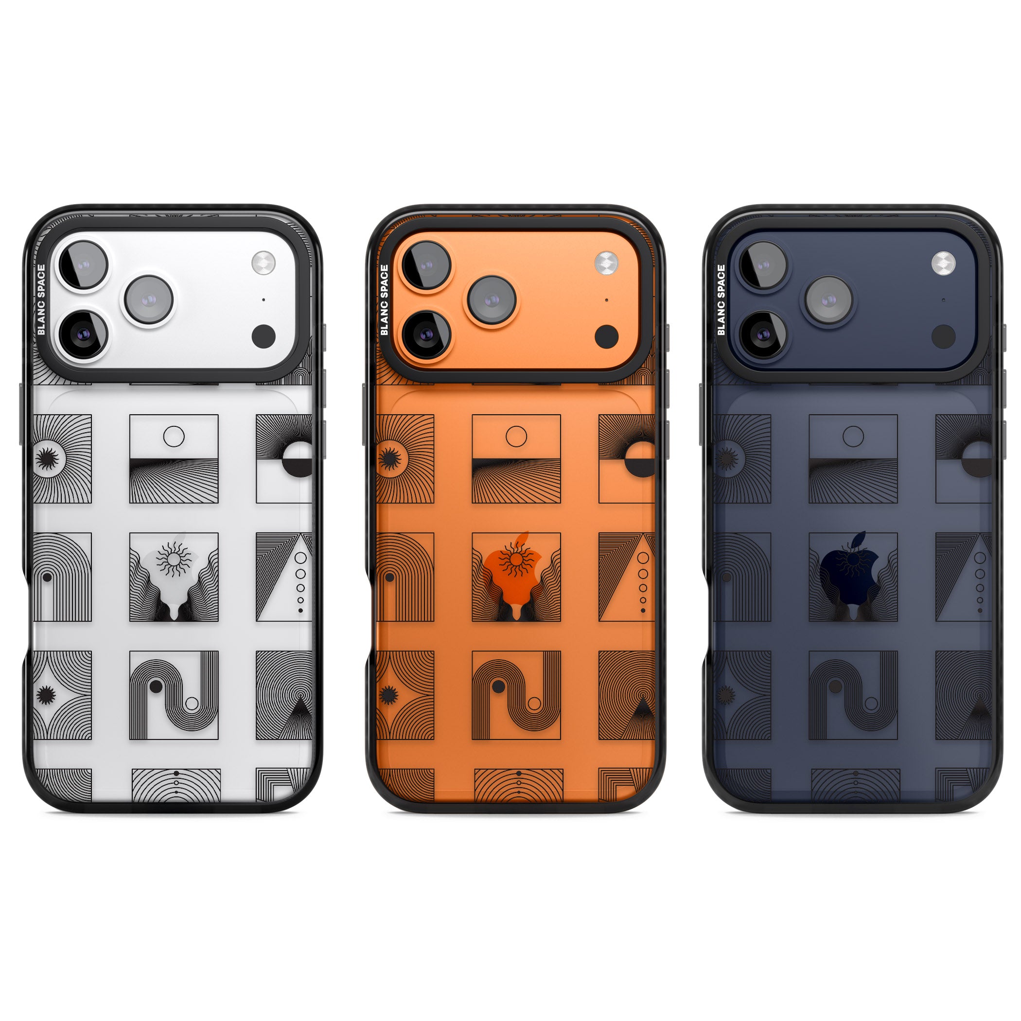 Geometric Pattern Trio: Artistic Blend iPhone 17 Pro Impact Black Phone Case APT Impact Protection