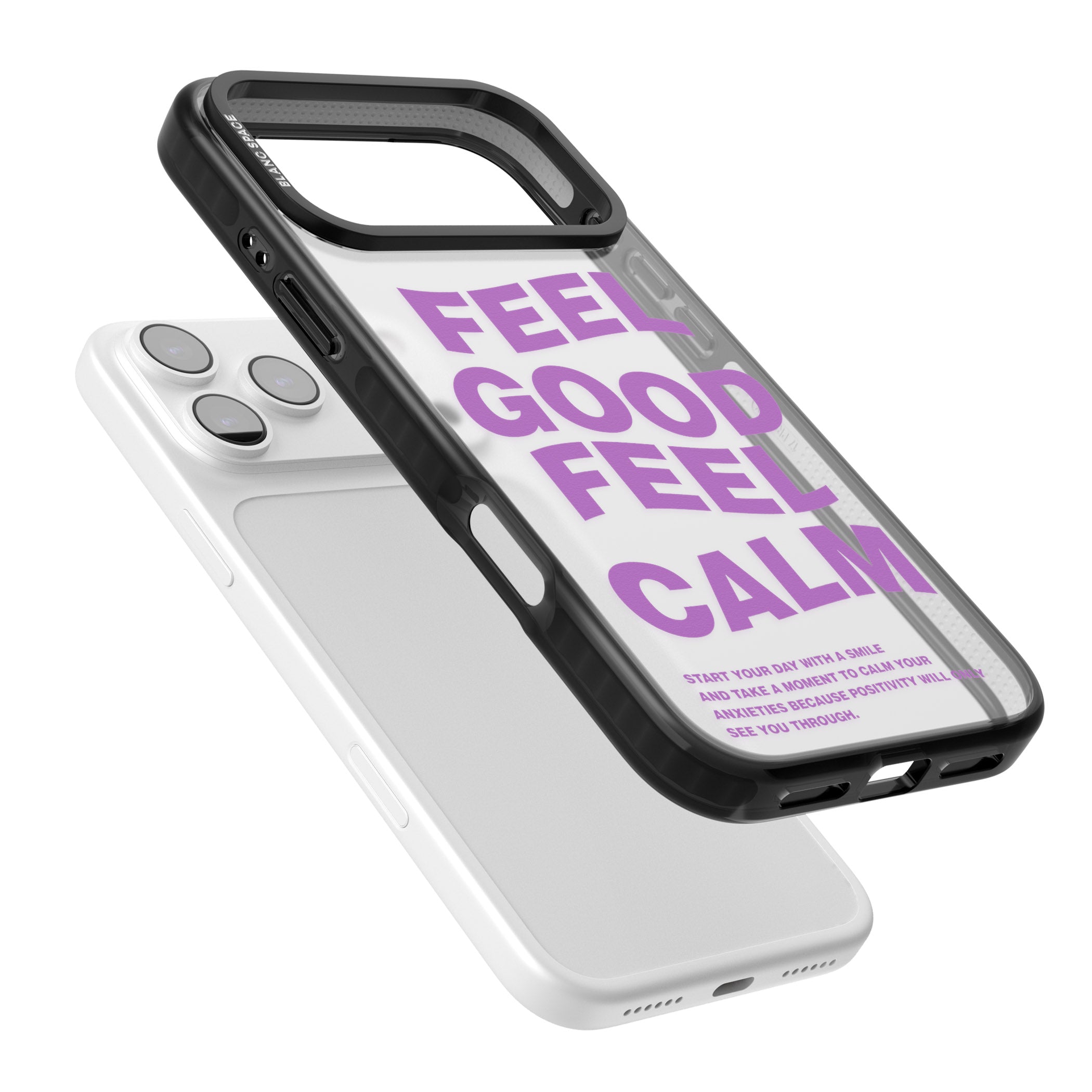 Feel Good Feel Calm (Purple) iPhone 17 Pro Impact Black Phone Case Colours