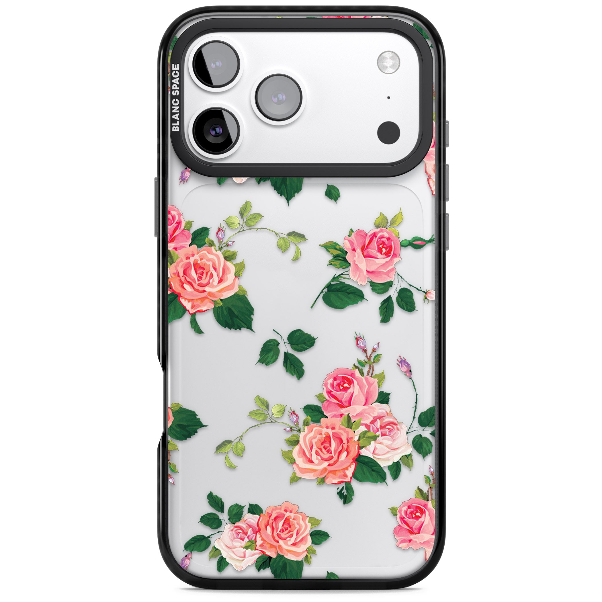 Pink Roses iPhone 17 Pro Max Impact Black Phone Case