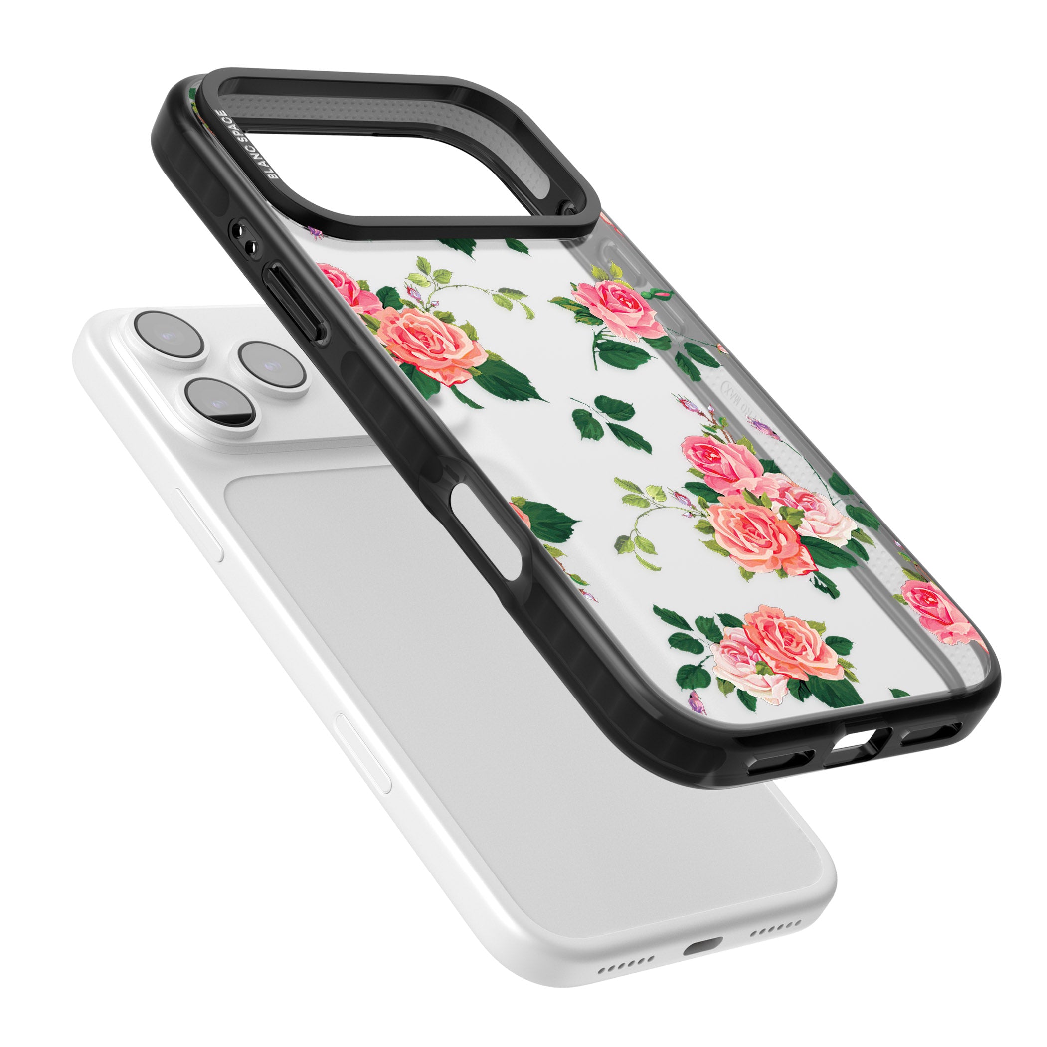 Pink Roses iPhone 17 Pro Max Impact Black Phone Case Colours