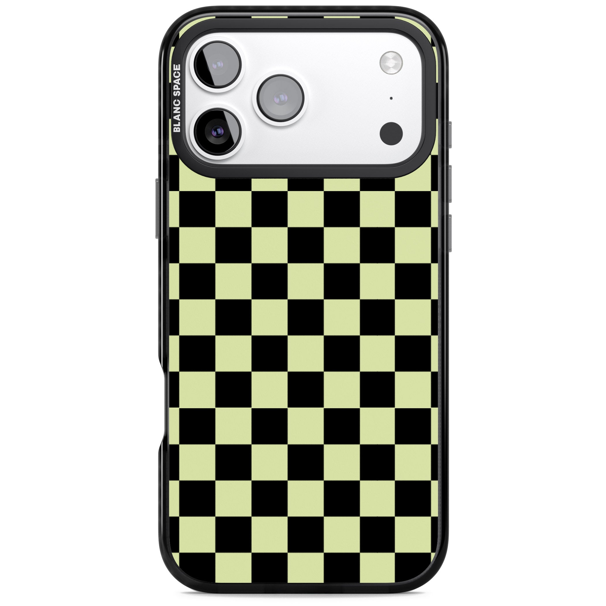 Black & Lime Check iPhone 17 Pro Impact Black Phone Case