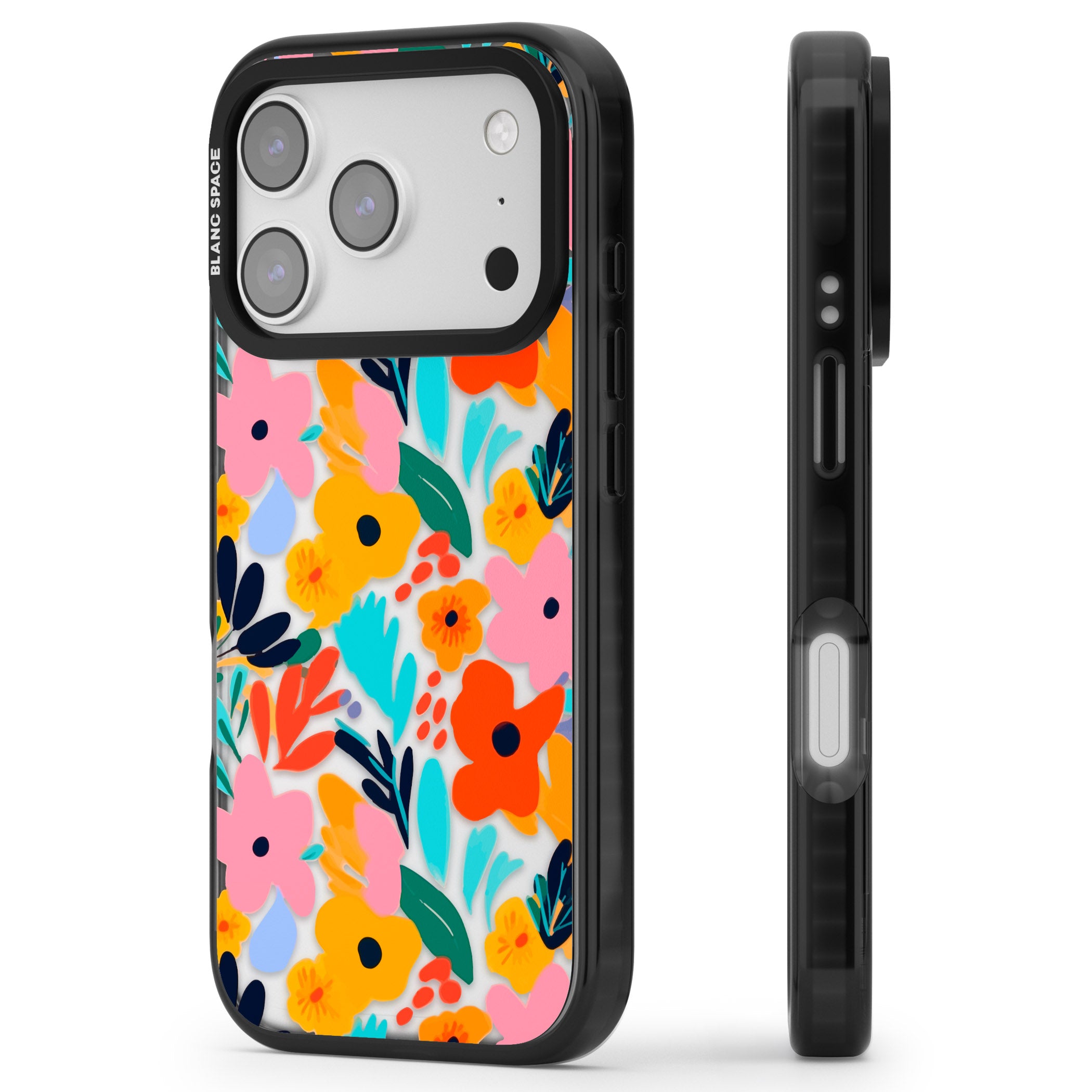 Floral Fiesta iPhone 17 Pro Impact Black Phone Case Side Profile