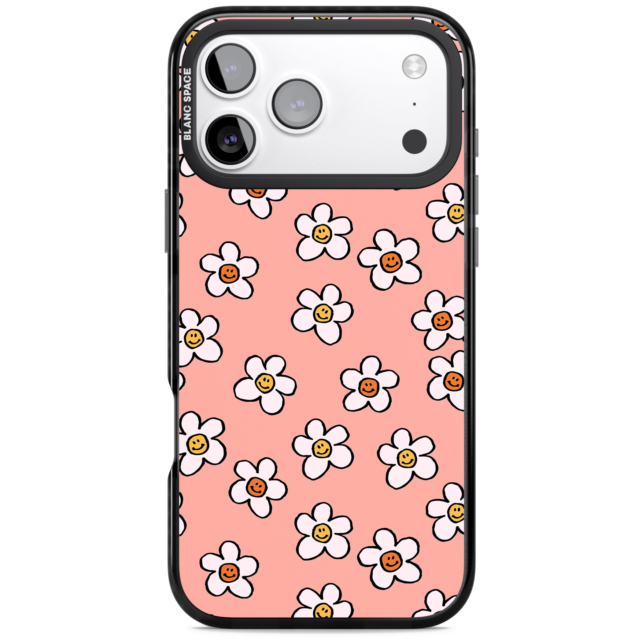 Peachy Daisy Smiles iPhone 17 Pro Max Impact Black Phone Case