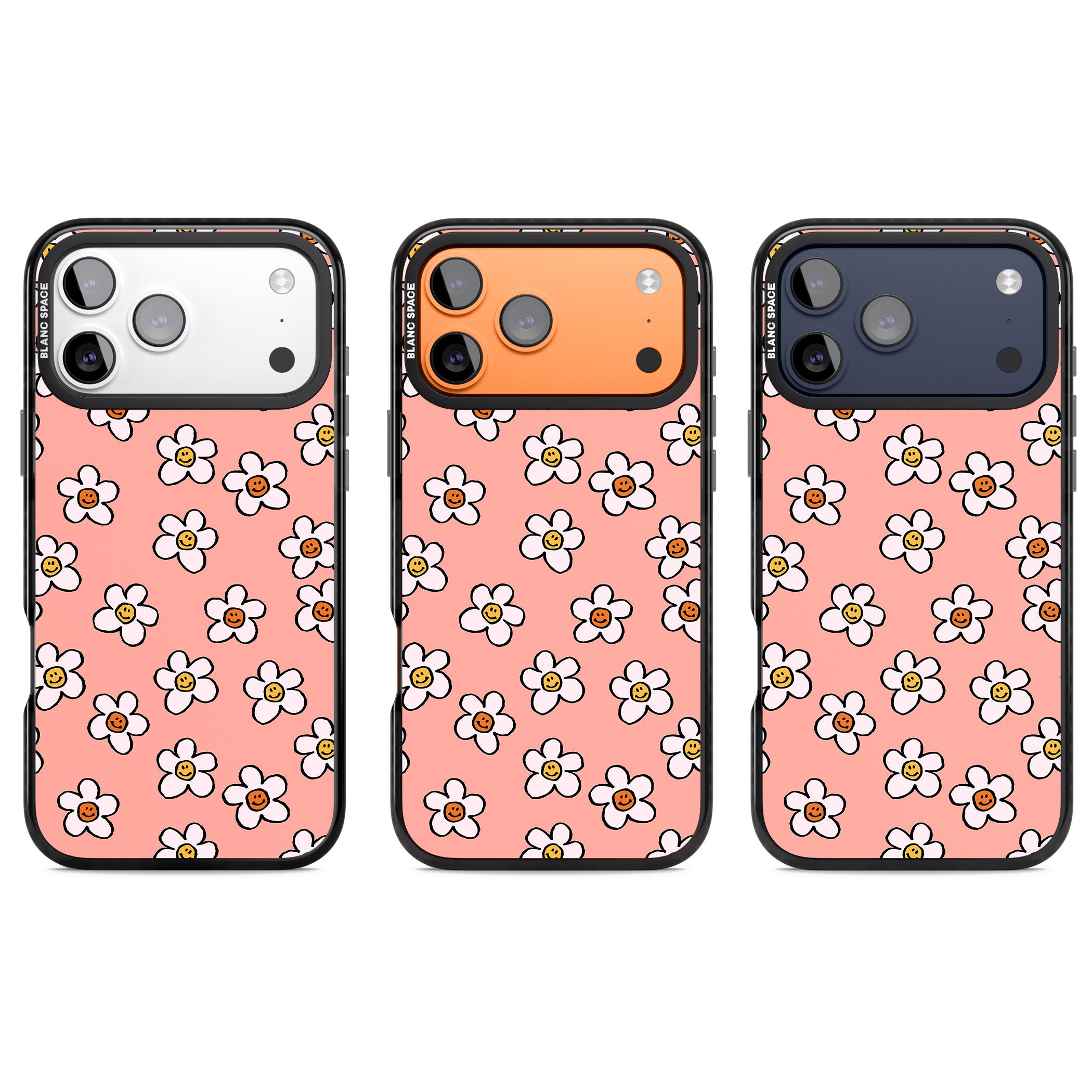 Peachy Daisy Smiles iPhone 17 Pro Impact Black Phone Case APT Impact Protection