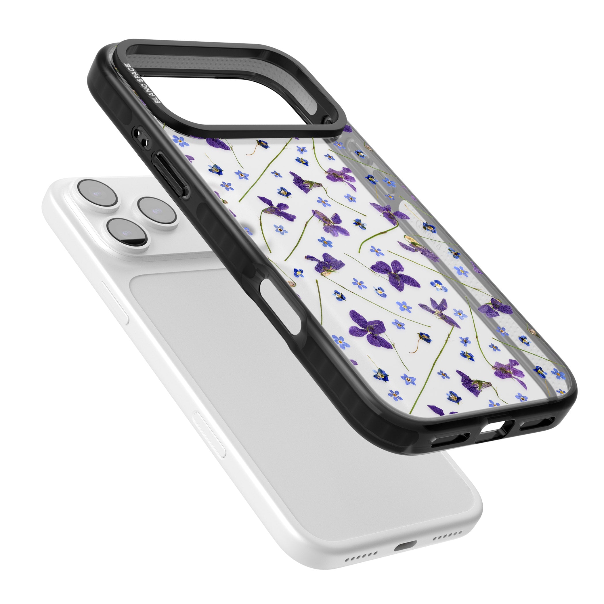 Pressed Violet Flower iPhone 17 Pro Impact Black Phone Case Colours