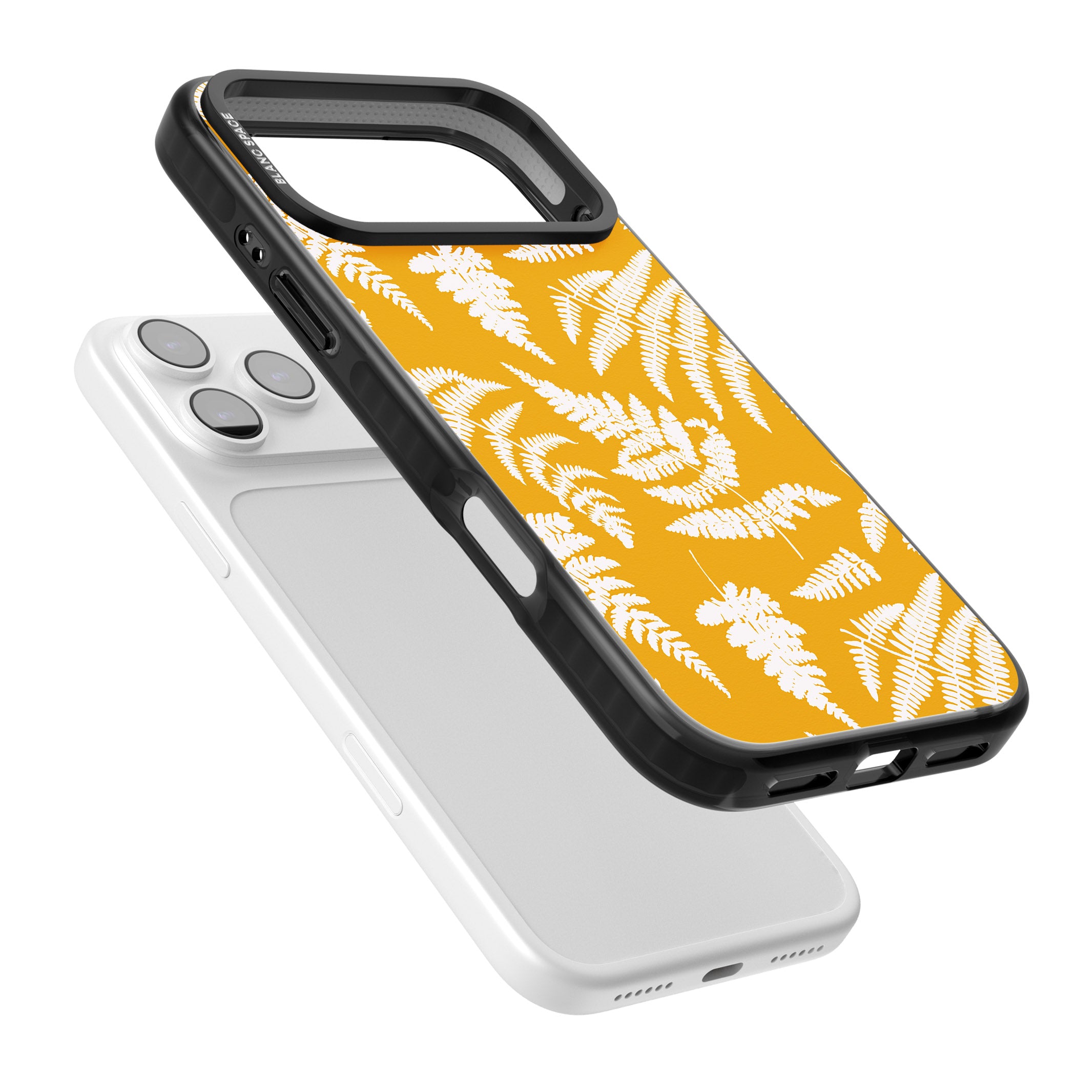 Fern Pattern On Yellow iPhone 17 Pro Impact Black Phone Case Colours