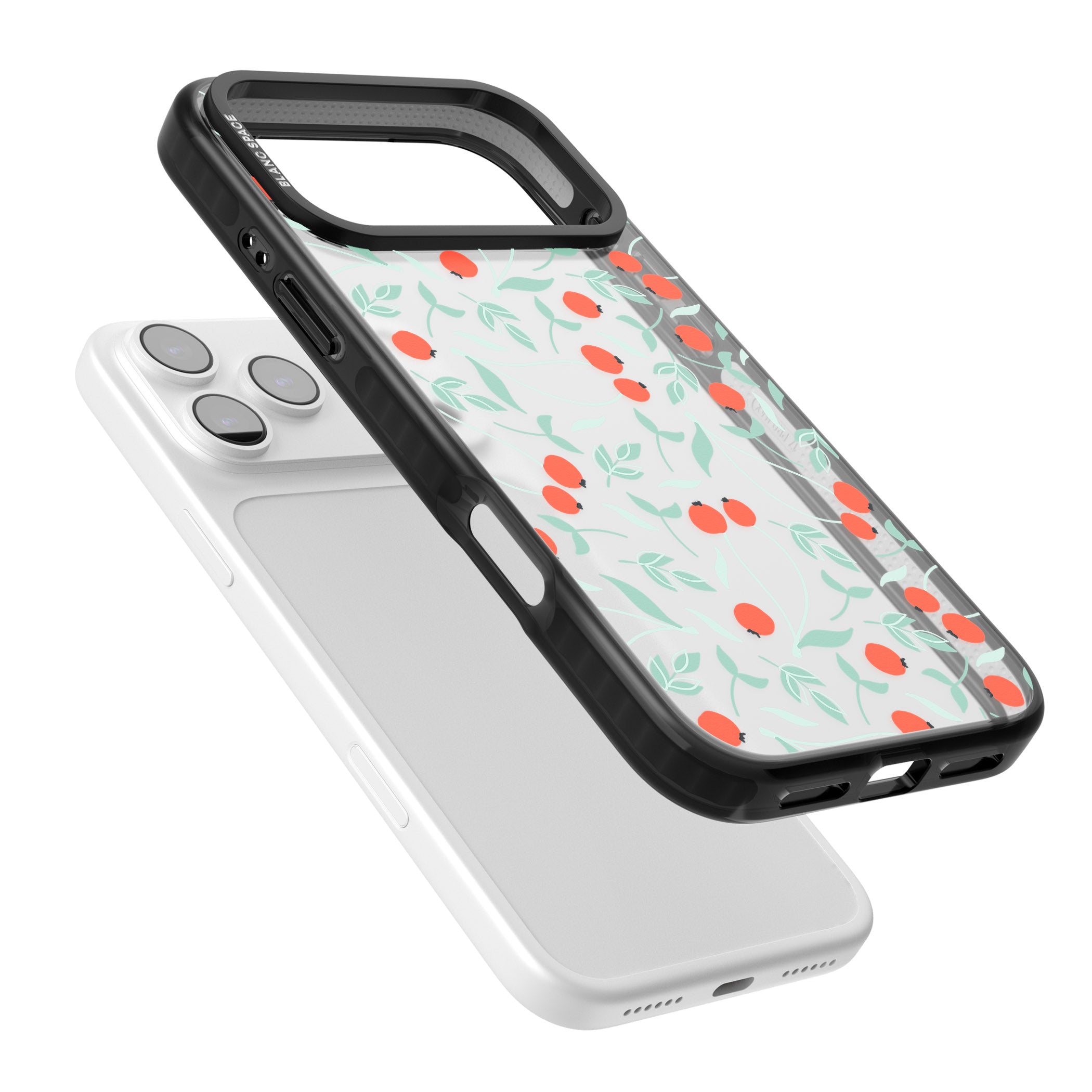 Red Berries Floral iPhone 17 Pro Impact Black Phone Case Colours