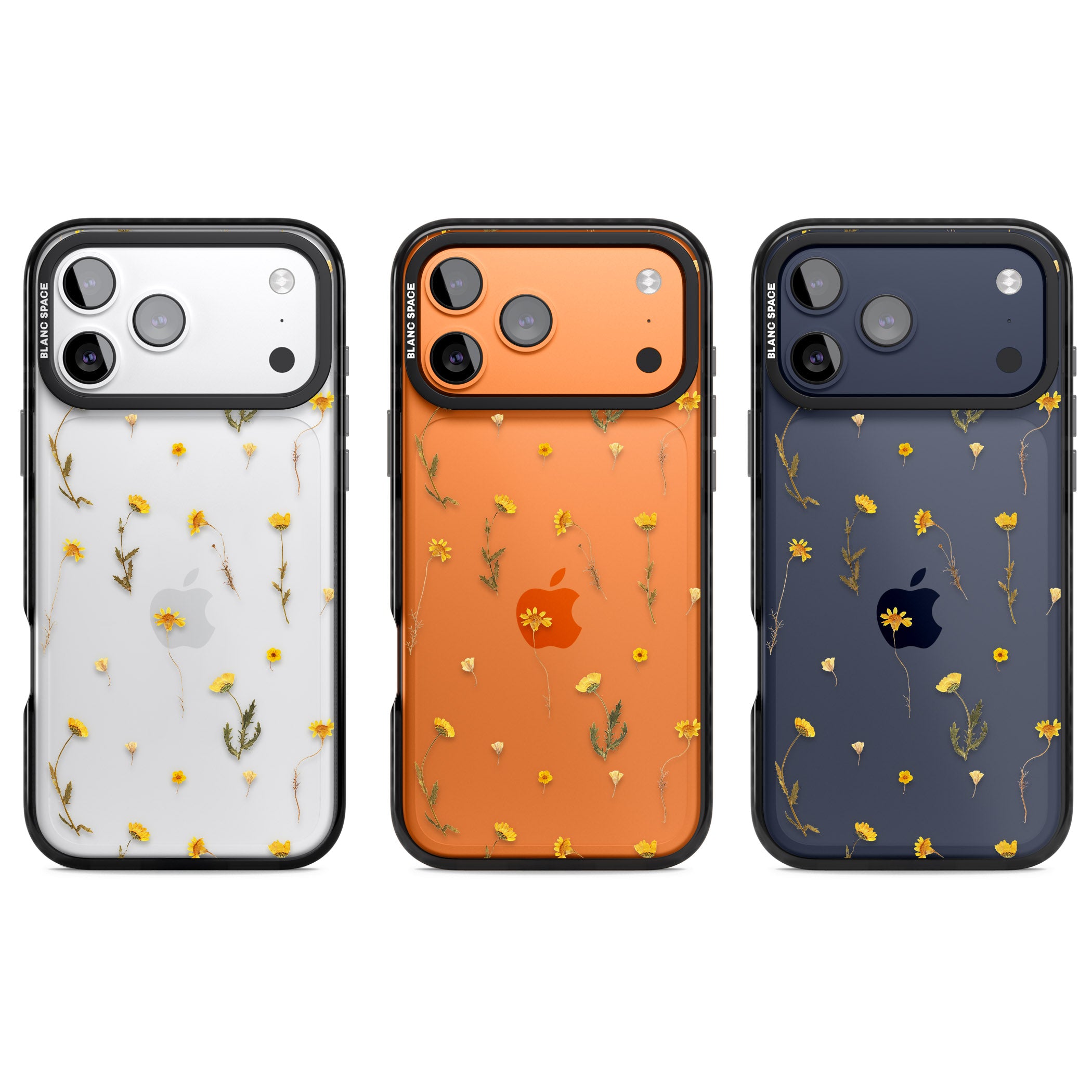 Yellow Wildflower iPhone 17 Pro Impact Black Phone Case APT Impact Protection